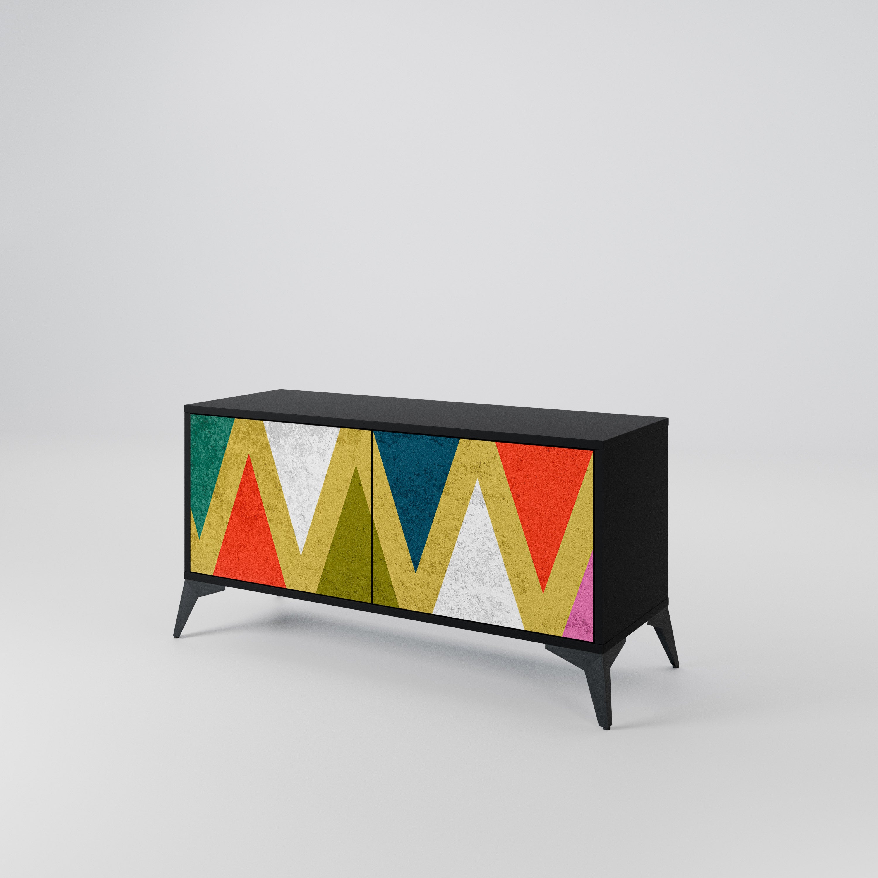 COLORFUL TRIANGLES Kompakt TV-bänk med 2 dörrar