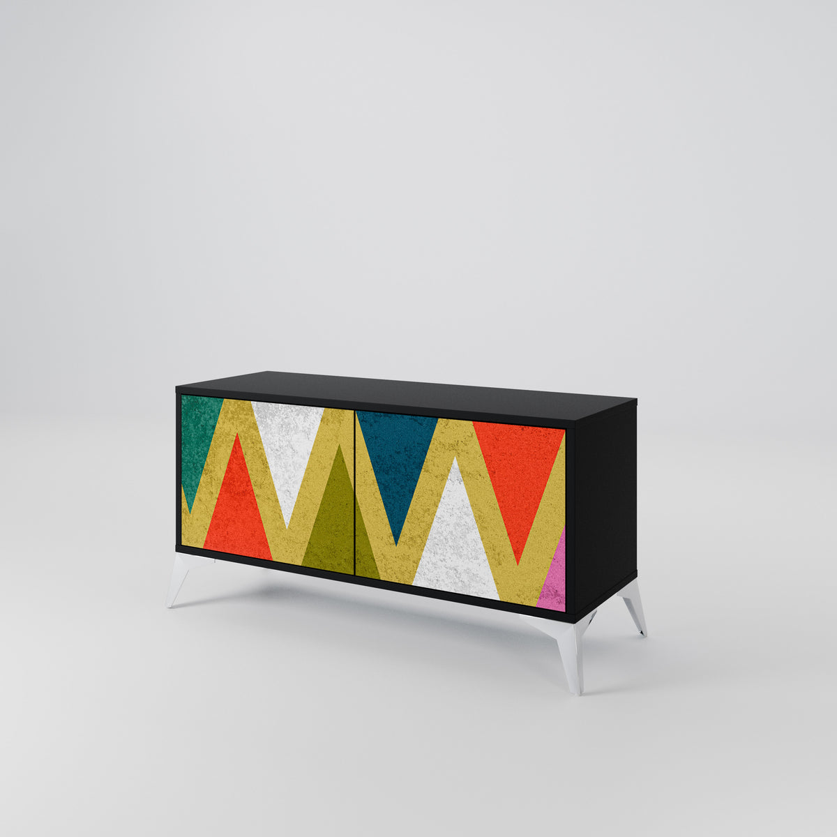 COLORFUL TRIANGLES Kompakt TV-bänk med 2 dörrar