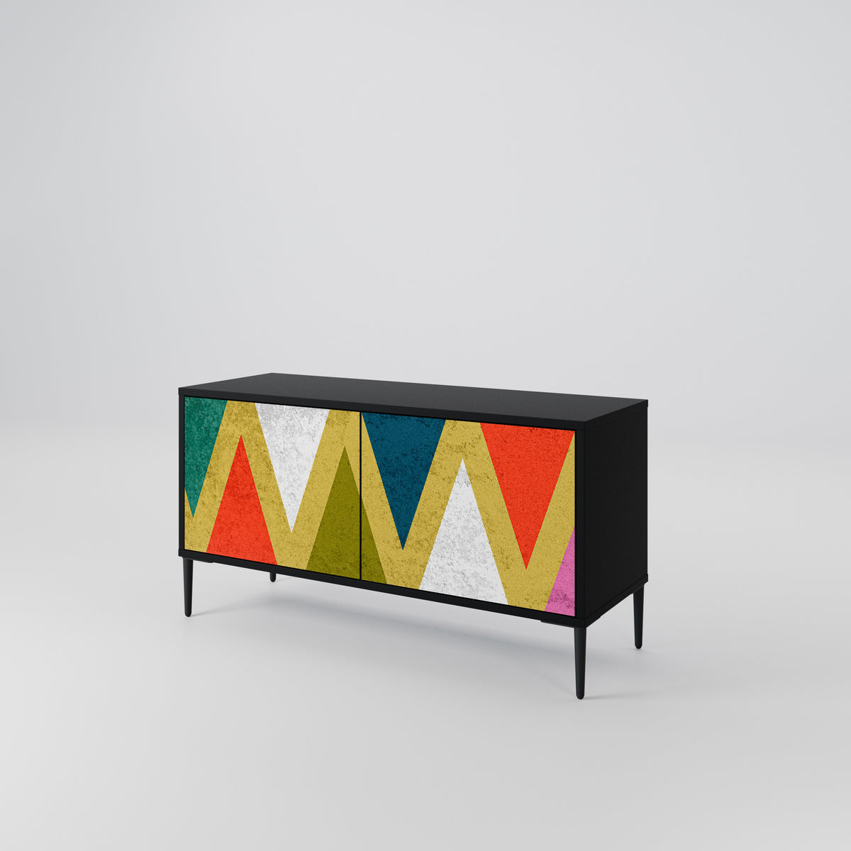 COLORFUL TRIANGLES Kompakt TV-bänk med 2 dörrar