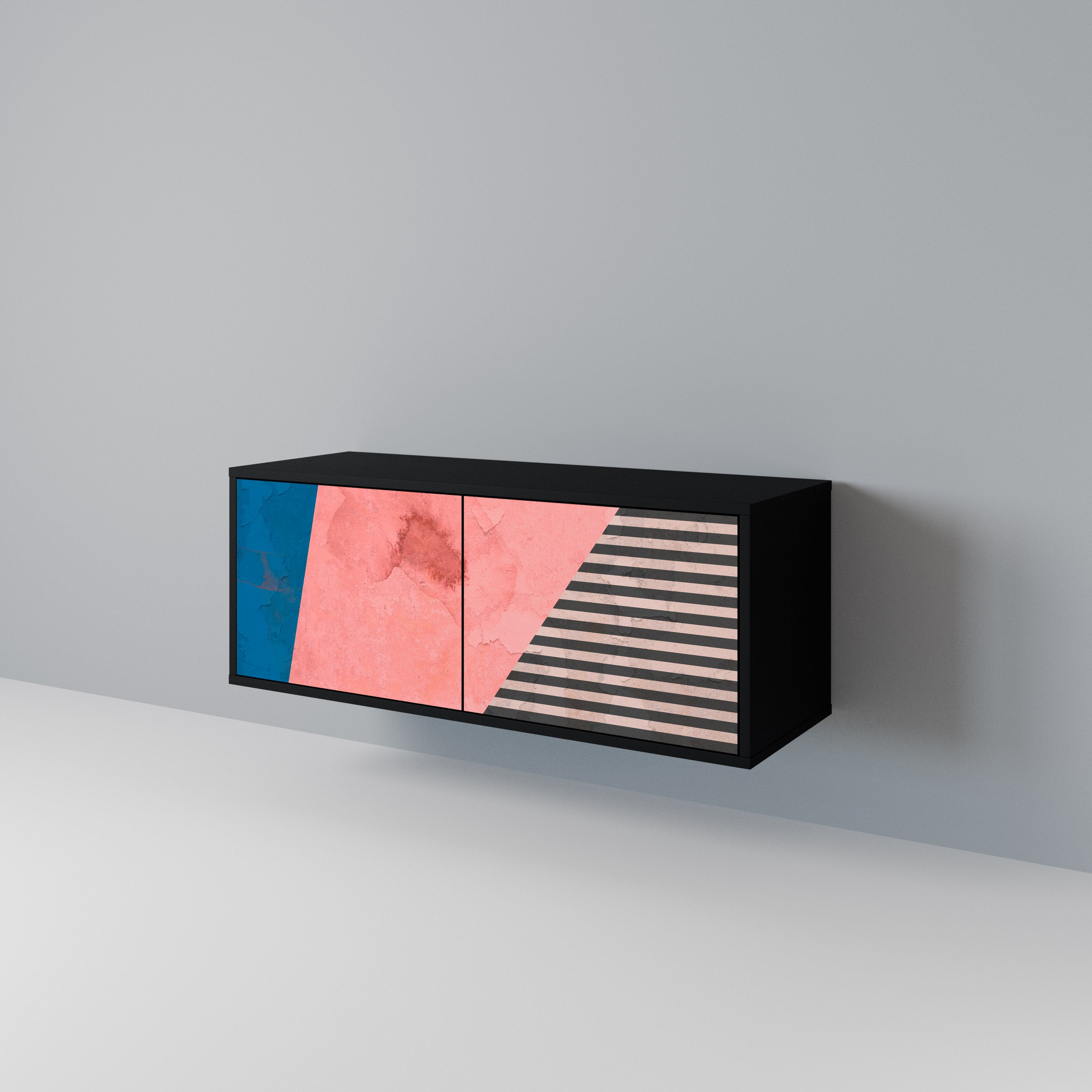 GLAMOROUS STRIPE Kompakt TV-bänk med 2 dörrar