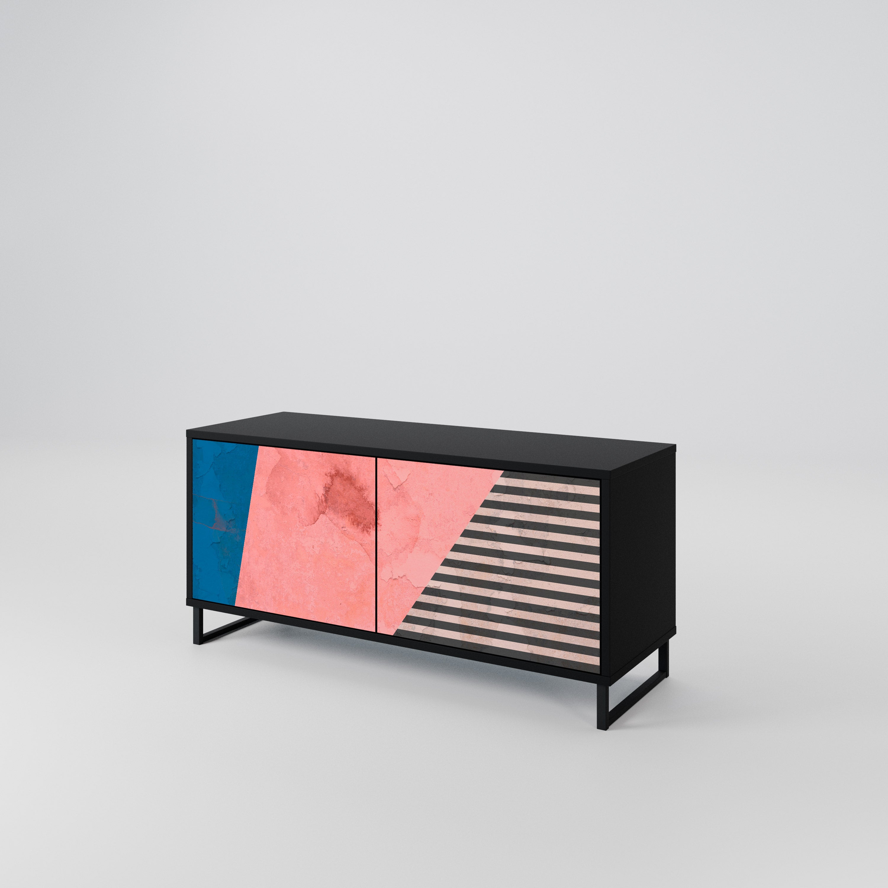 GLAMOROUS STRIPE Kompakt TV-bänk med 2 dörrar