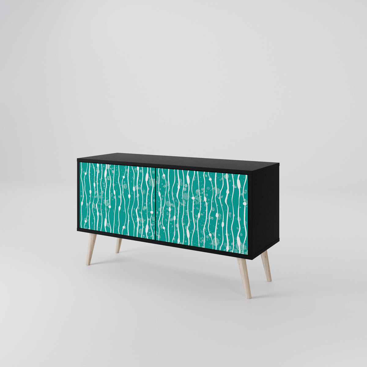 TURQUOISE RAIN Kompakt TV-bänk med 2 dörrar