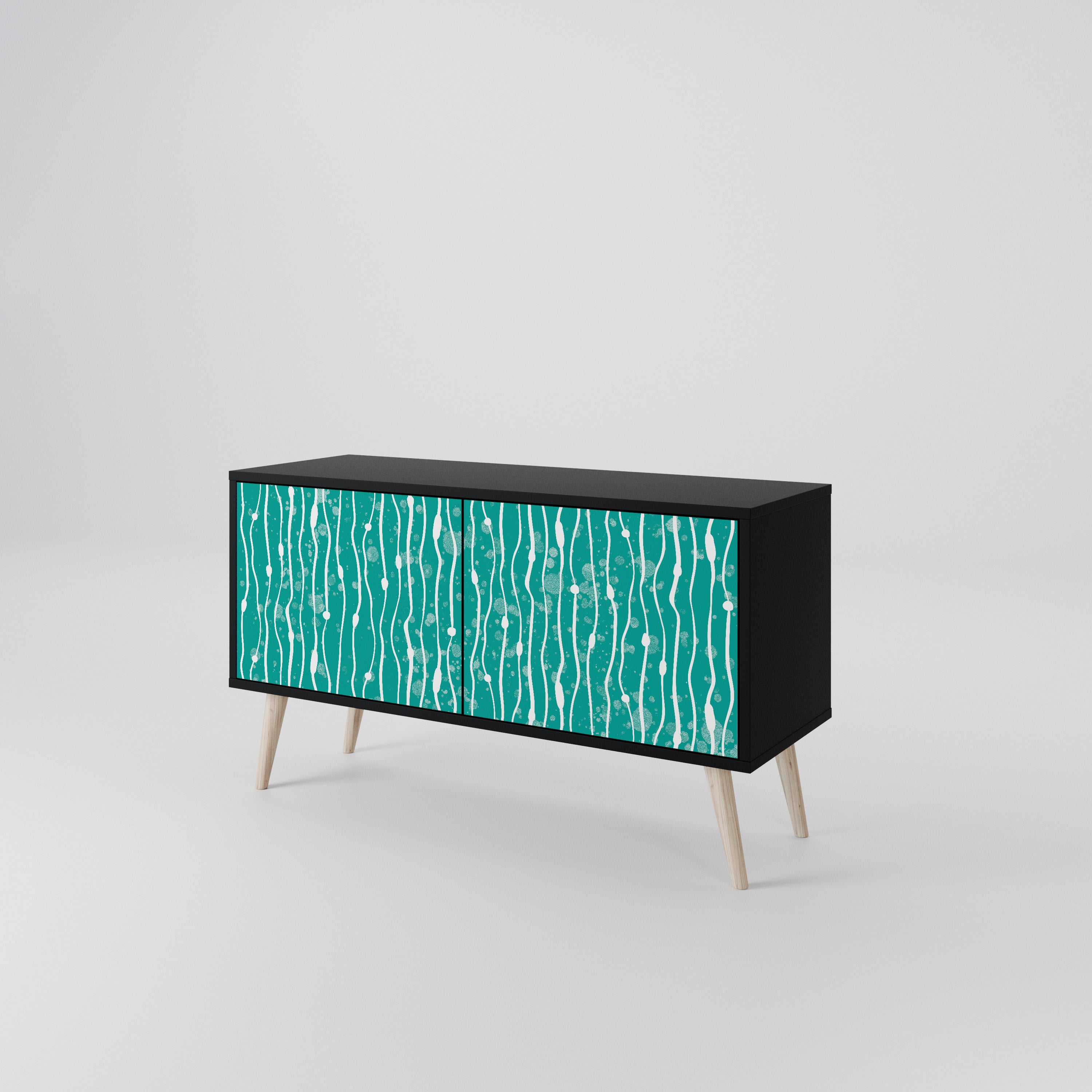 TURQUOISE RAIN Kompakt TV-bänk med 2 dörrar