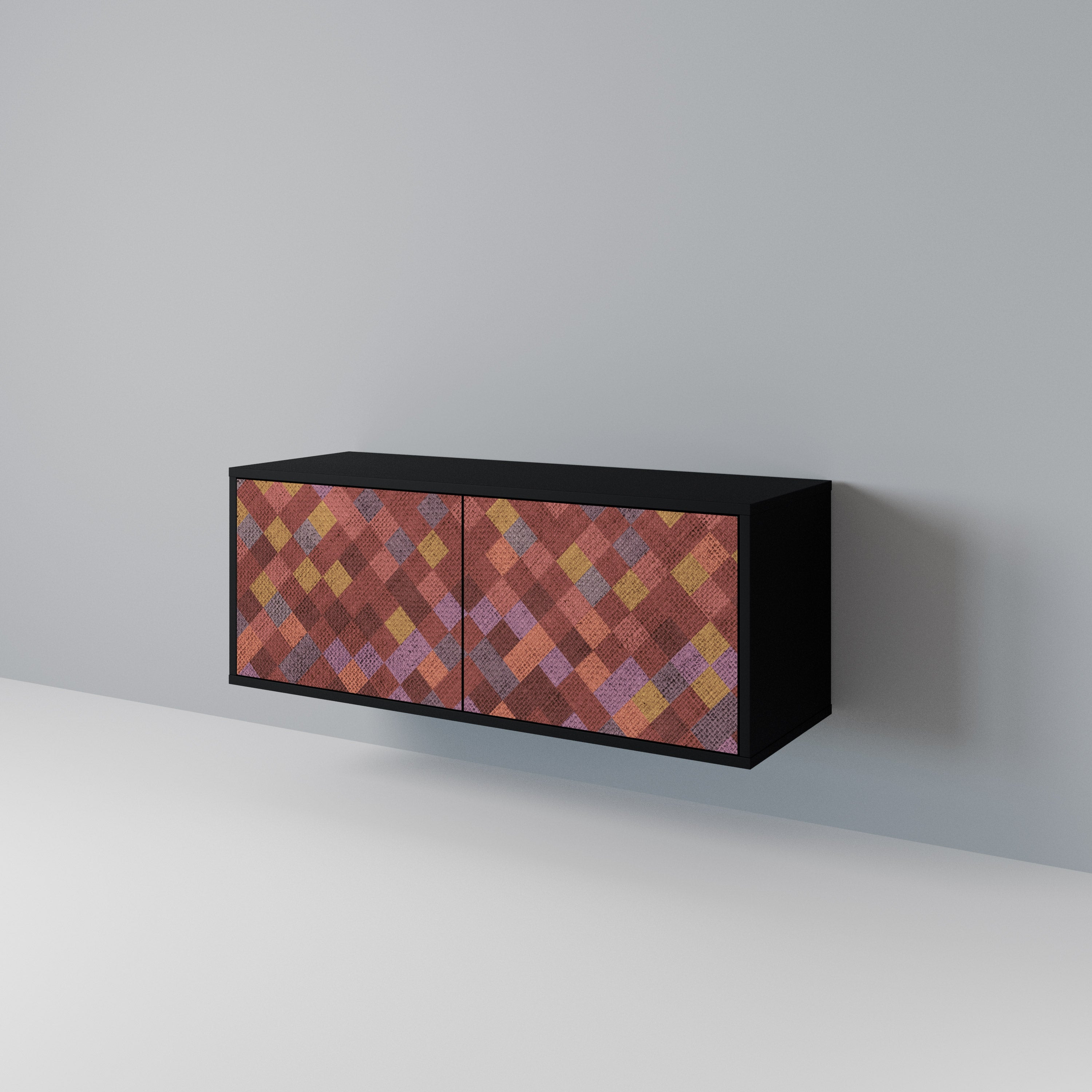 PAINTED SQUARES Kompakt TV-bänk med 2 dörrar