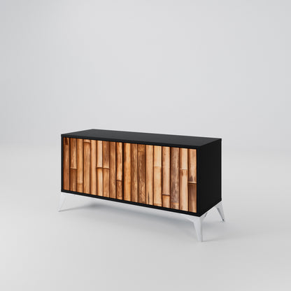 NATURAL WOOD Mueble de TV Compacto de 2 puertas