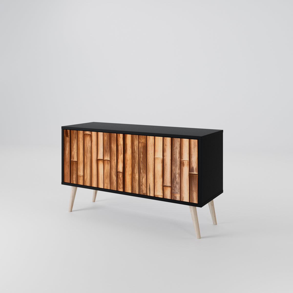 NATURAL WOOD Mueble de TV Compacto de 2 puertas