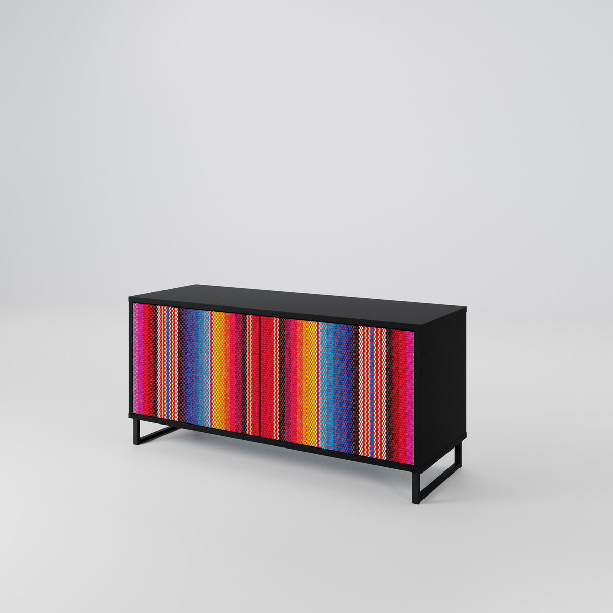 ETHNIC MEXICAN Mueble de TV Compacto de 2 puertas