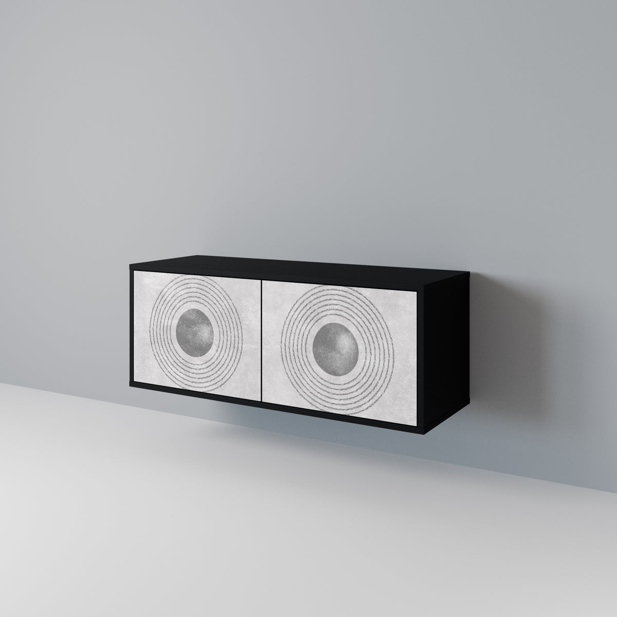 SOLID CIRCLES Kompakt TV-bänk med 2 dörrar