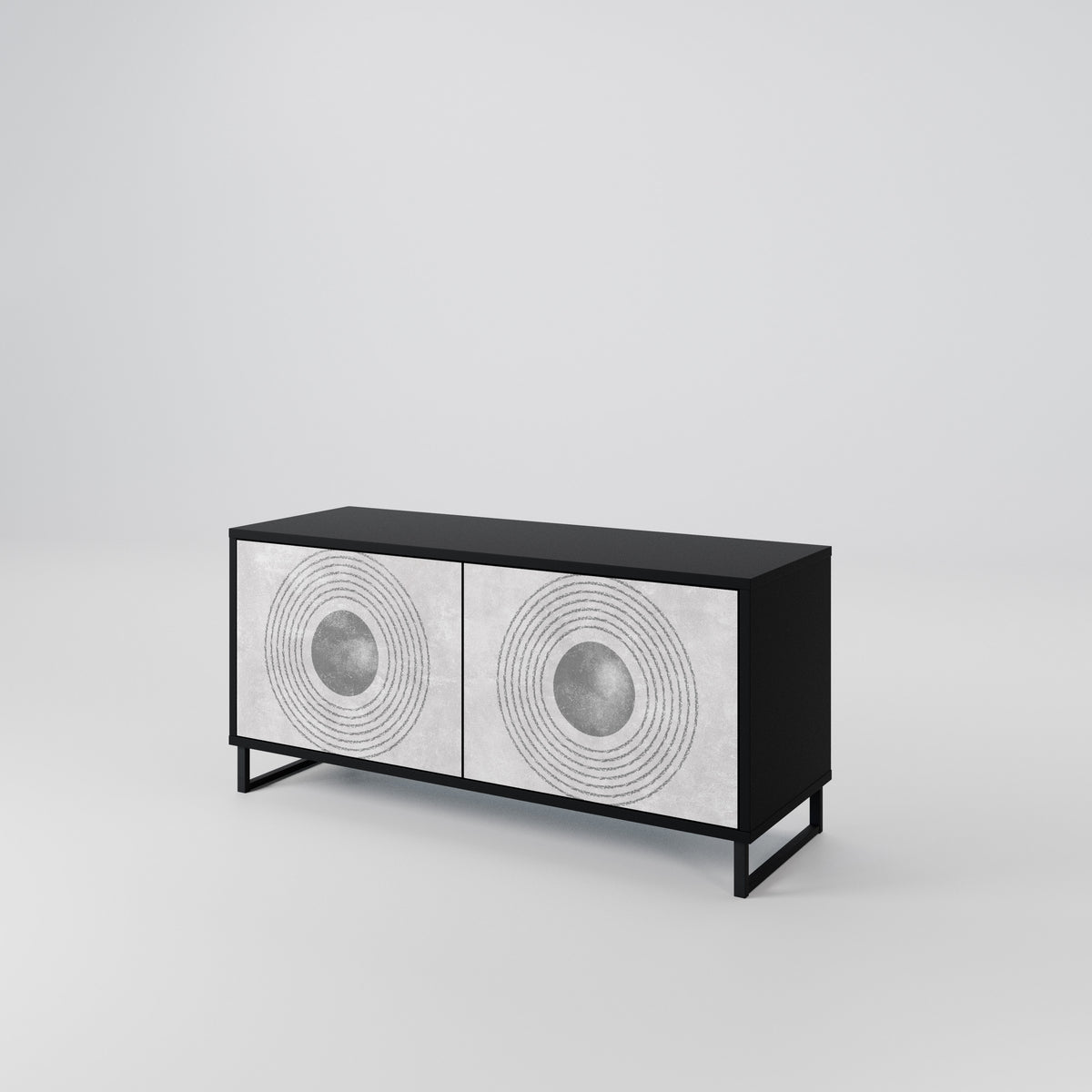 SOLID CIRCLES Kompakt TV-bänk med 2 dörrar