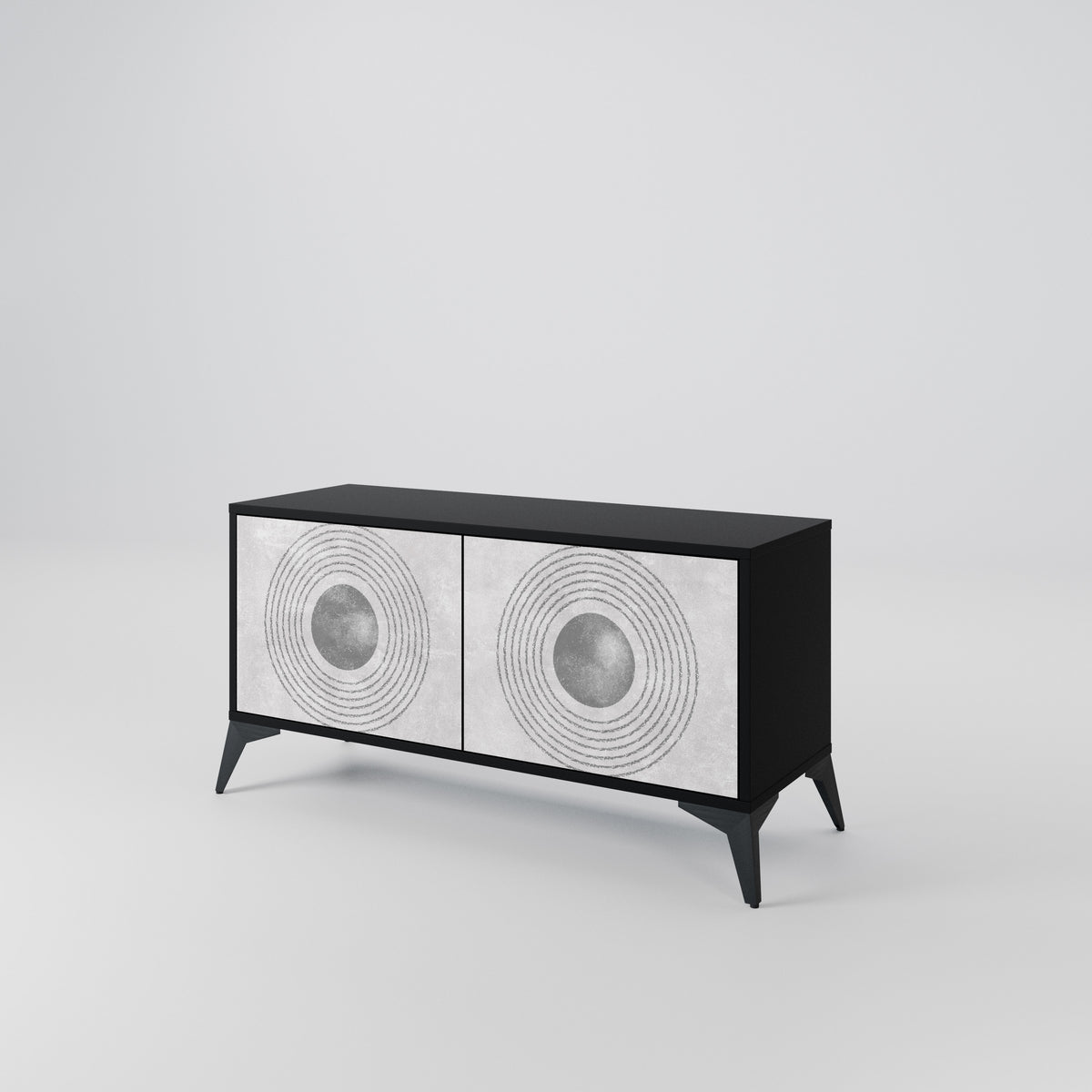 SOLID CIRCLES Kompakt TV-bänk med 2 dörrar