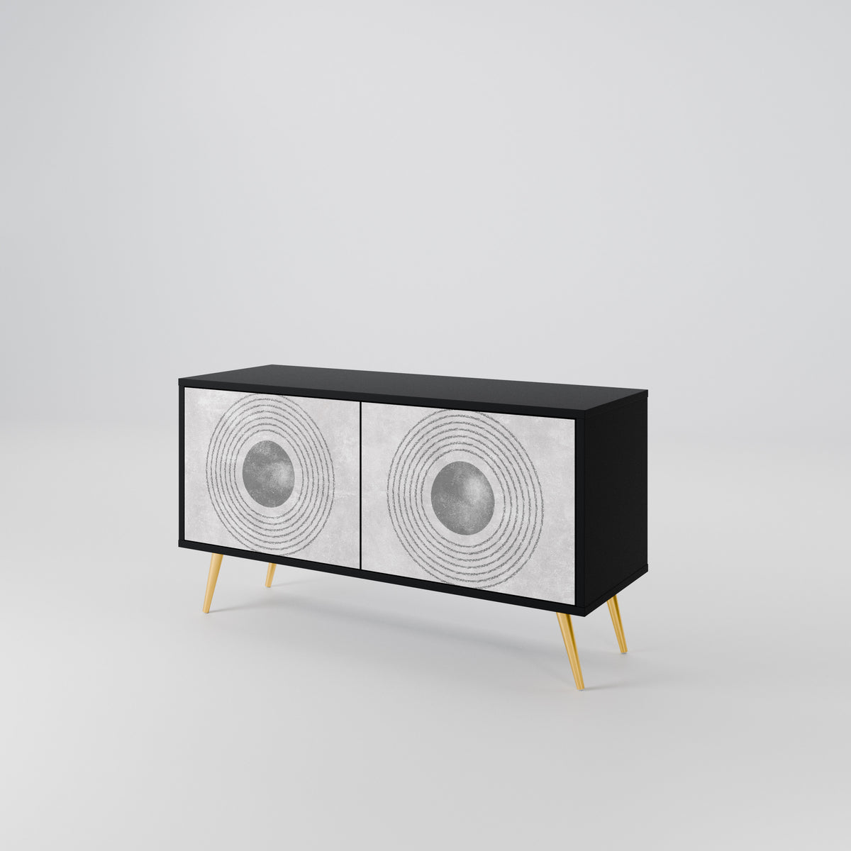 SOLID CIRCLES Kompakt TV-bänk med 2 dörrar
