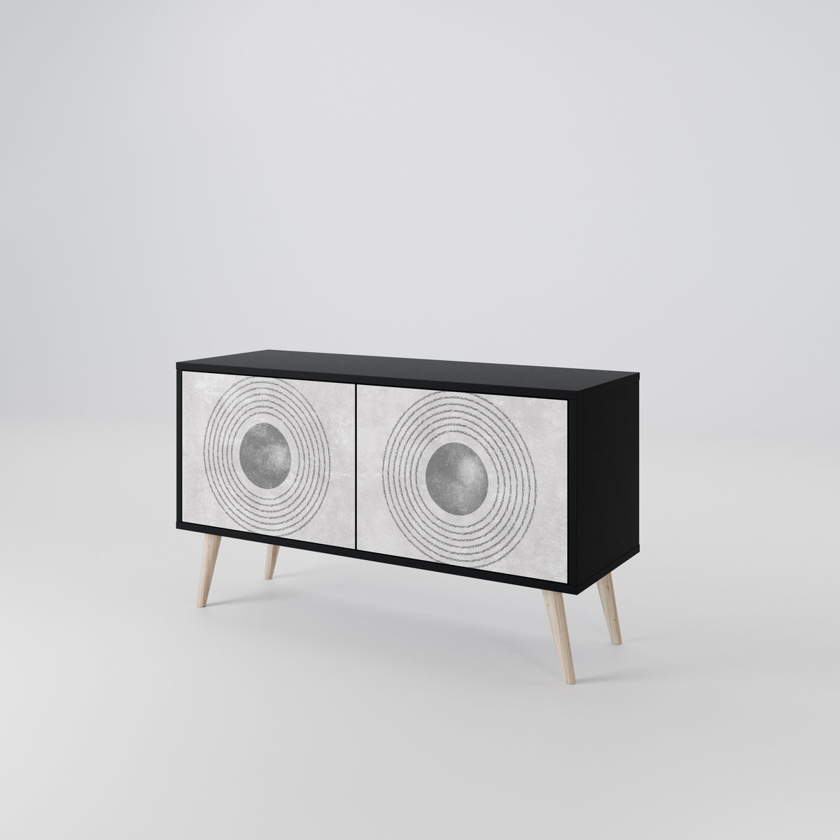 SOLID CIRCLES Kompakt TV-bänk med 2 dörrar