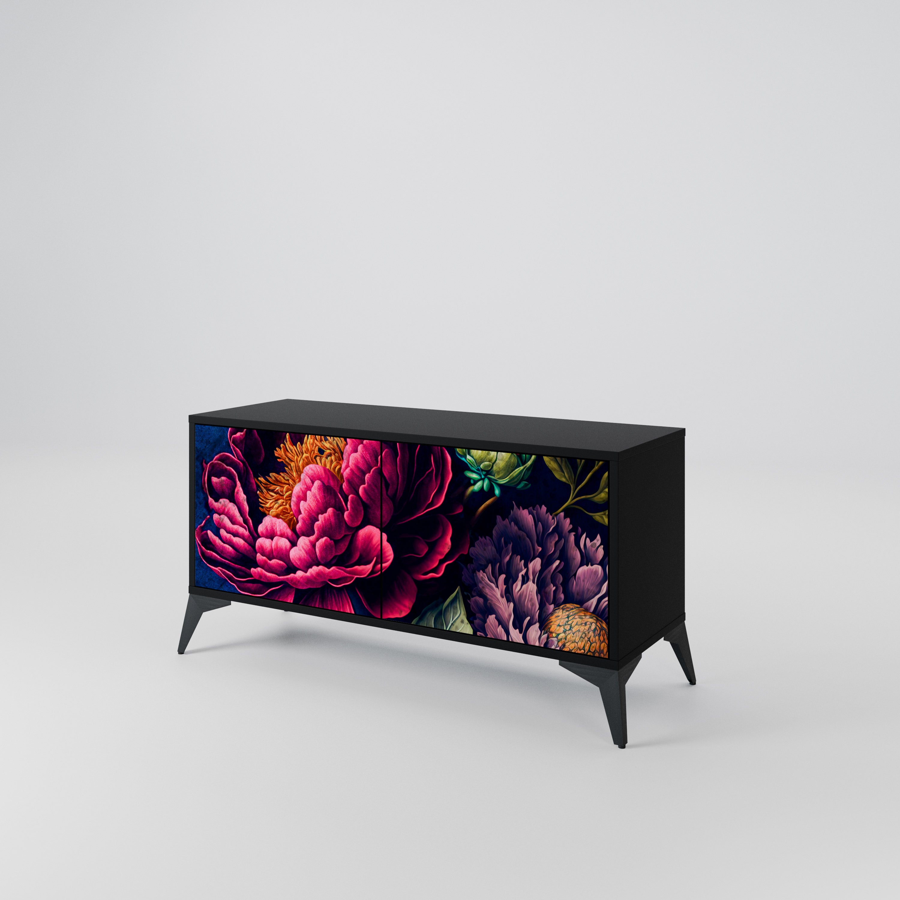 BLOOMING ELEGANCE Compact 2-Door TV Cabinet