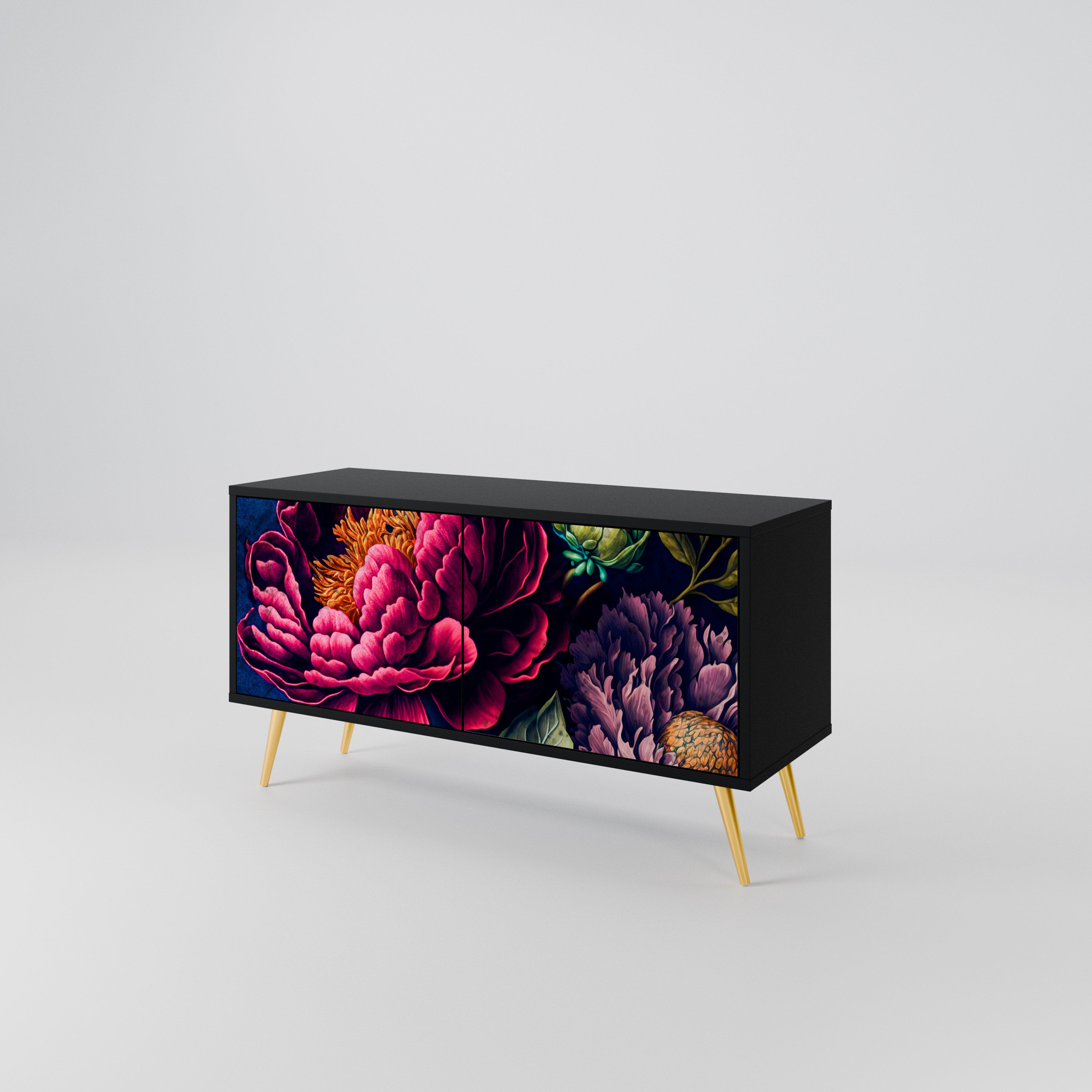 BLOOMING ELEGANCE Compact 2-Door TV Cabinet