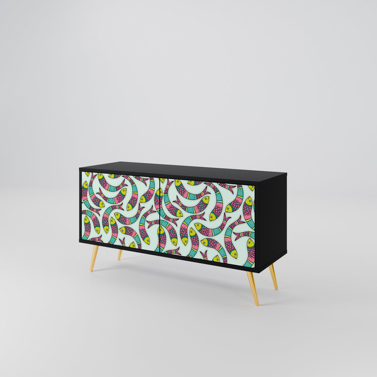 INDIAN FISH Mueble de TV Compacto de 2 puertas