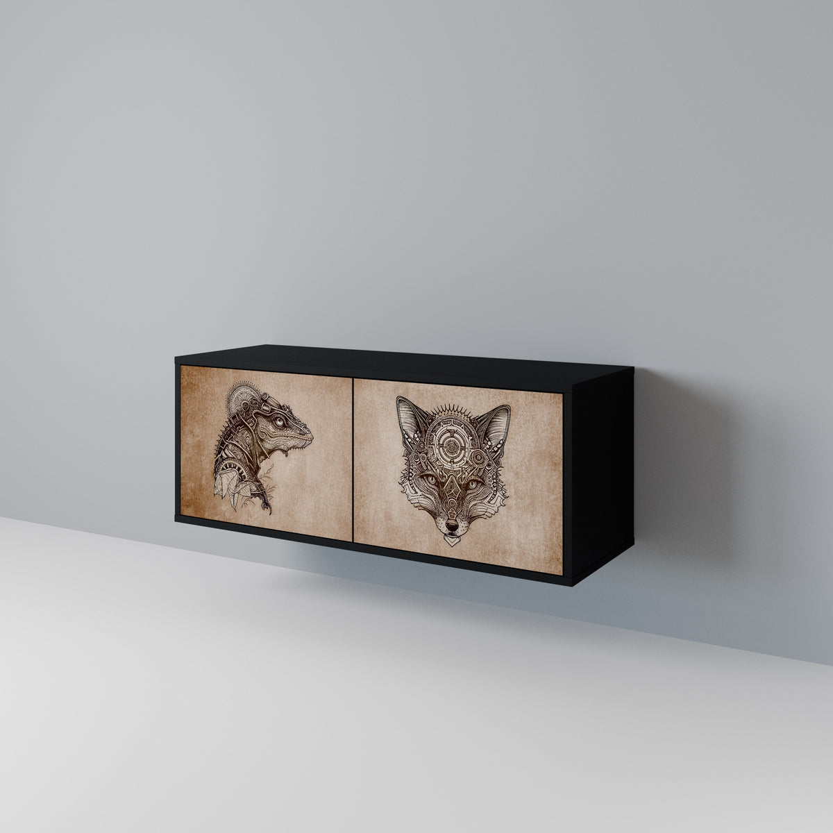 STEAMPUNK CLAN Mueble de TV Compacto de 2 puertas