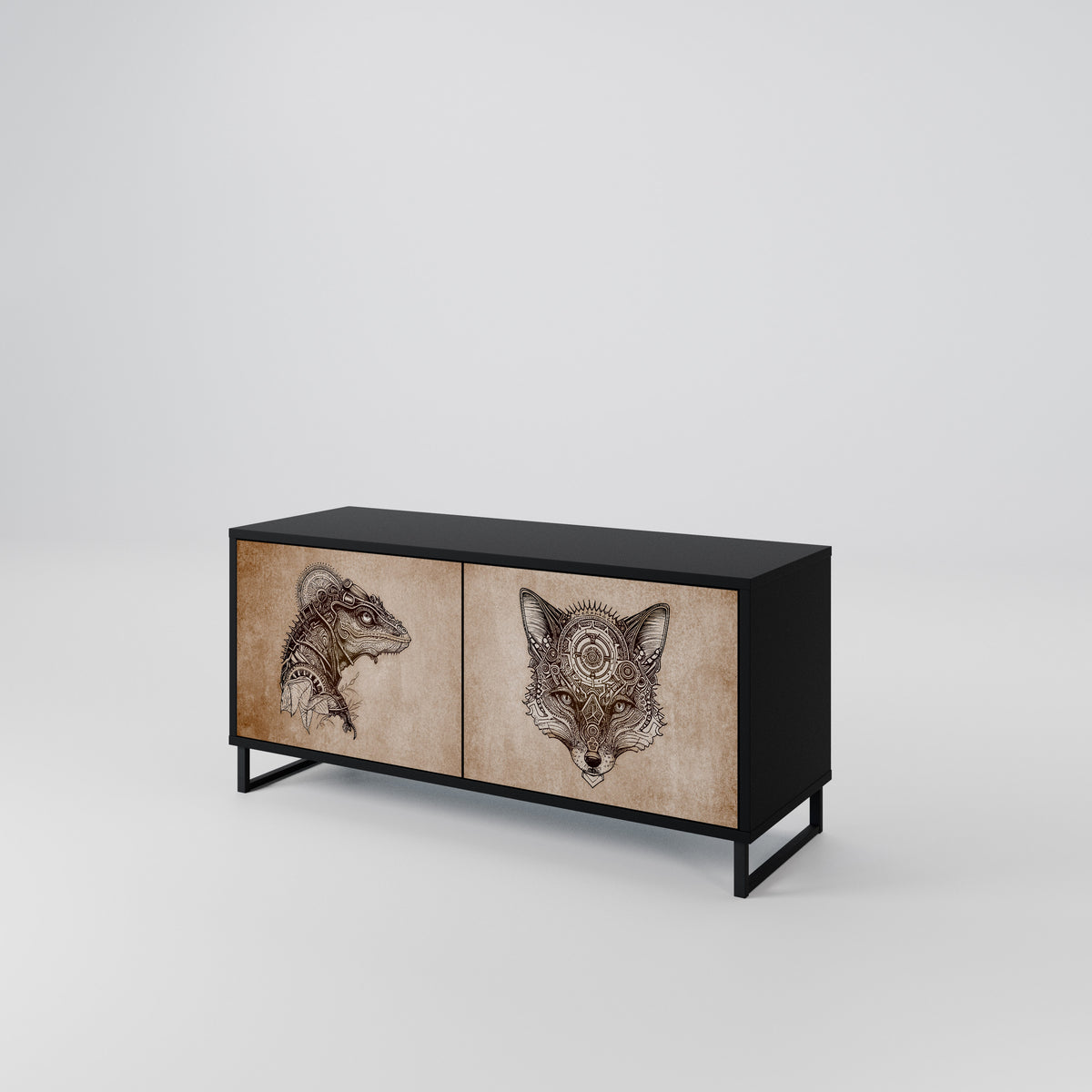 STEAMPUNK CLAN Mueble de TV Compacto de 2 puertas
