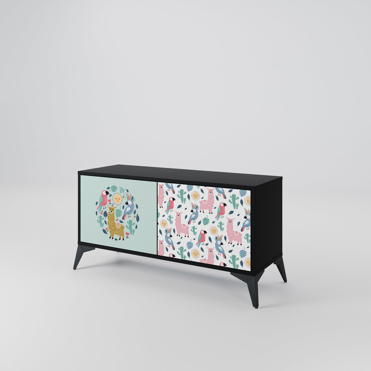 COLORFUL ALPACAS Mueble de TV Compacto de 2 puertas