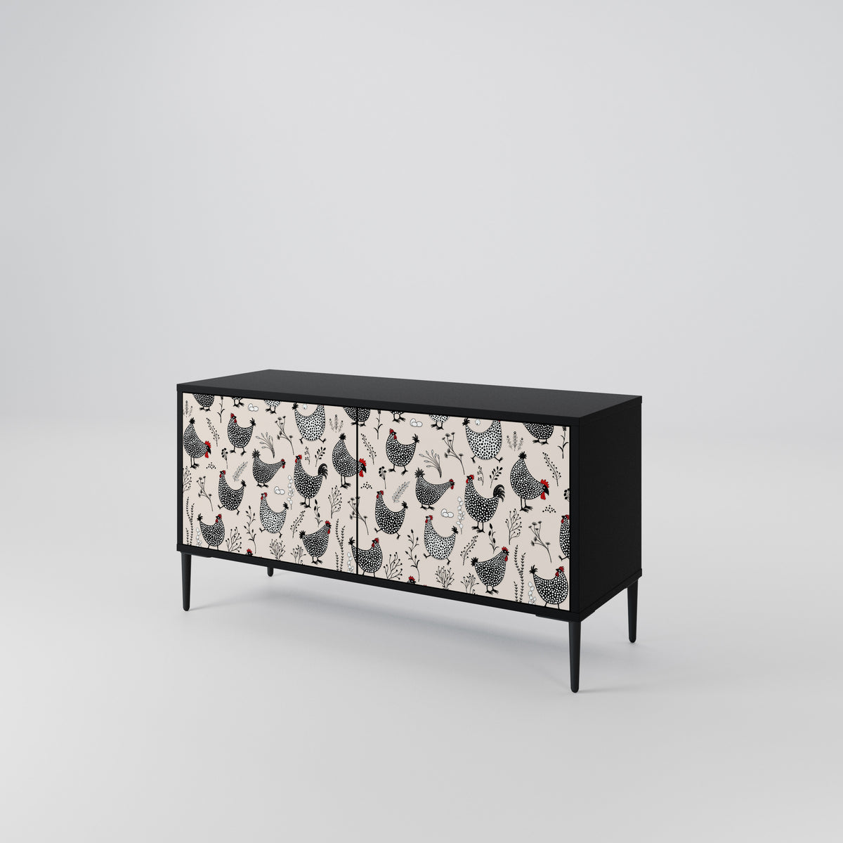 HAPPY HENS Compact 2-Door TV Cabinet