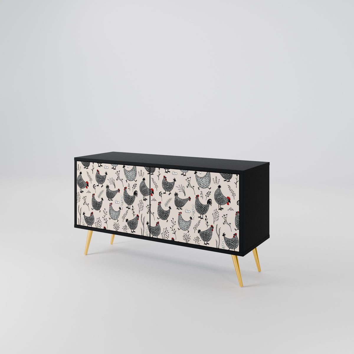 HAPPY HENS Compact 2-Door TV Cabinet
