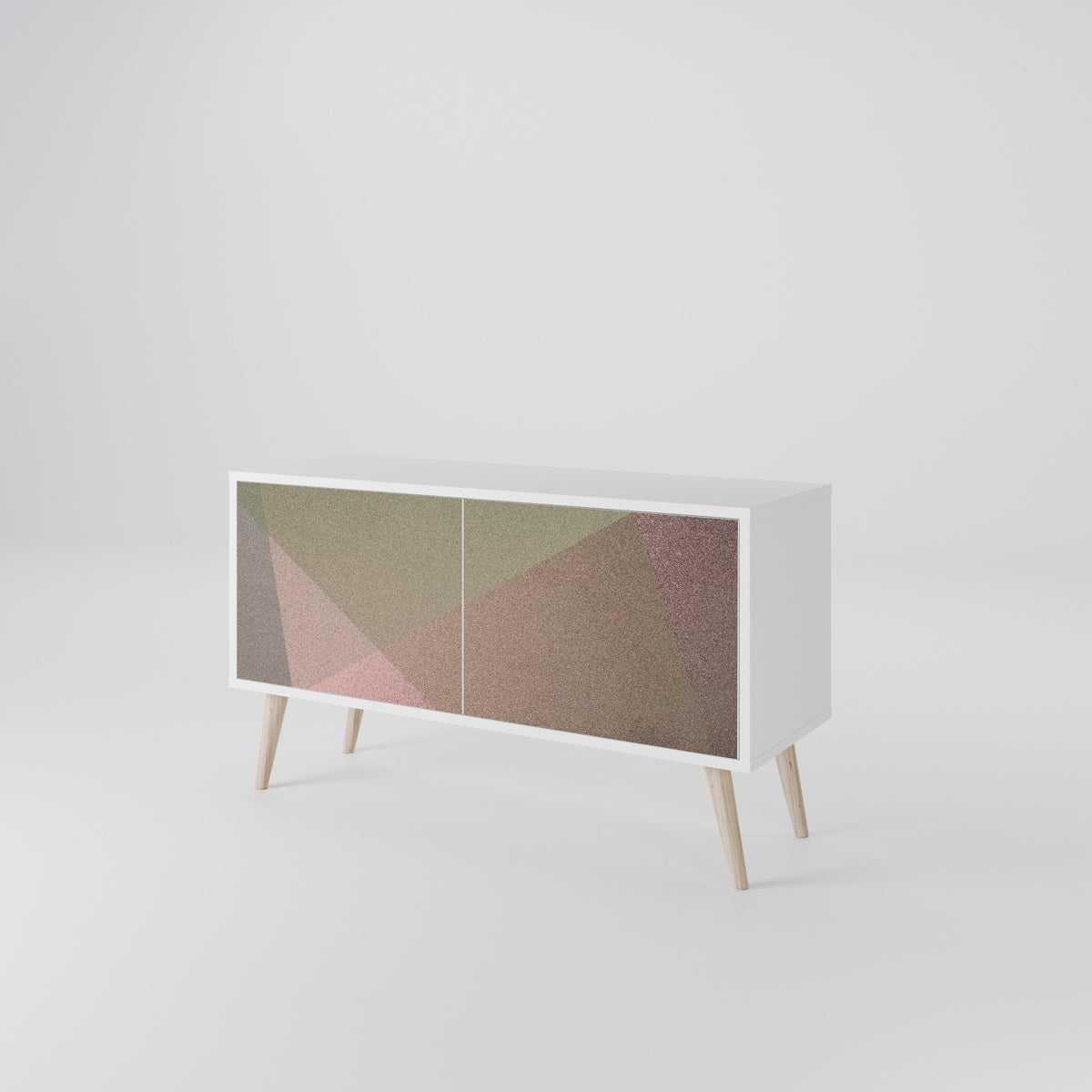 BEIGE GEOMETRY Mobile TV Compatto a 2 Ante