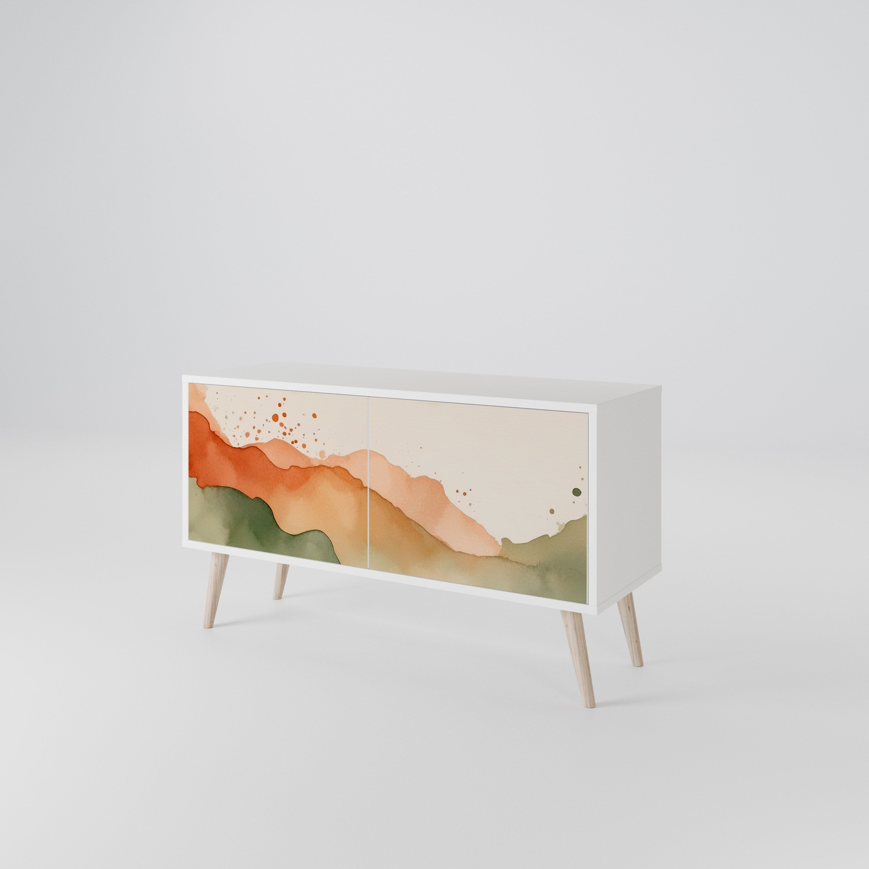 WATERCOLOUR PEAKS Kompaktní dvoudveřový TV stolek