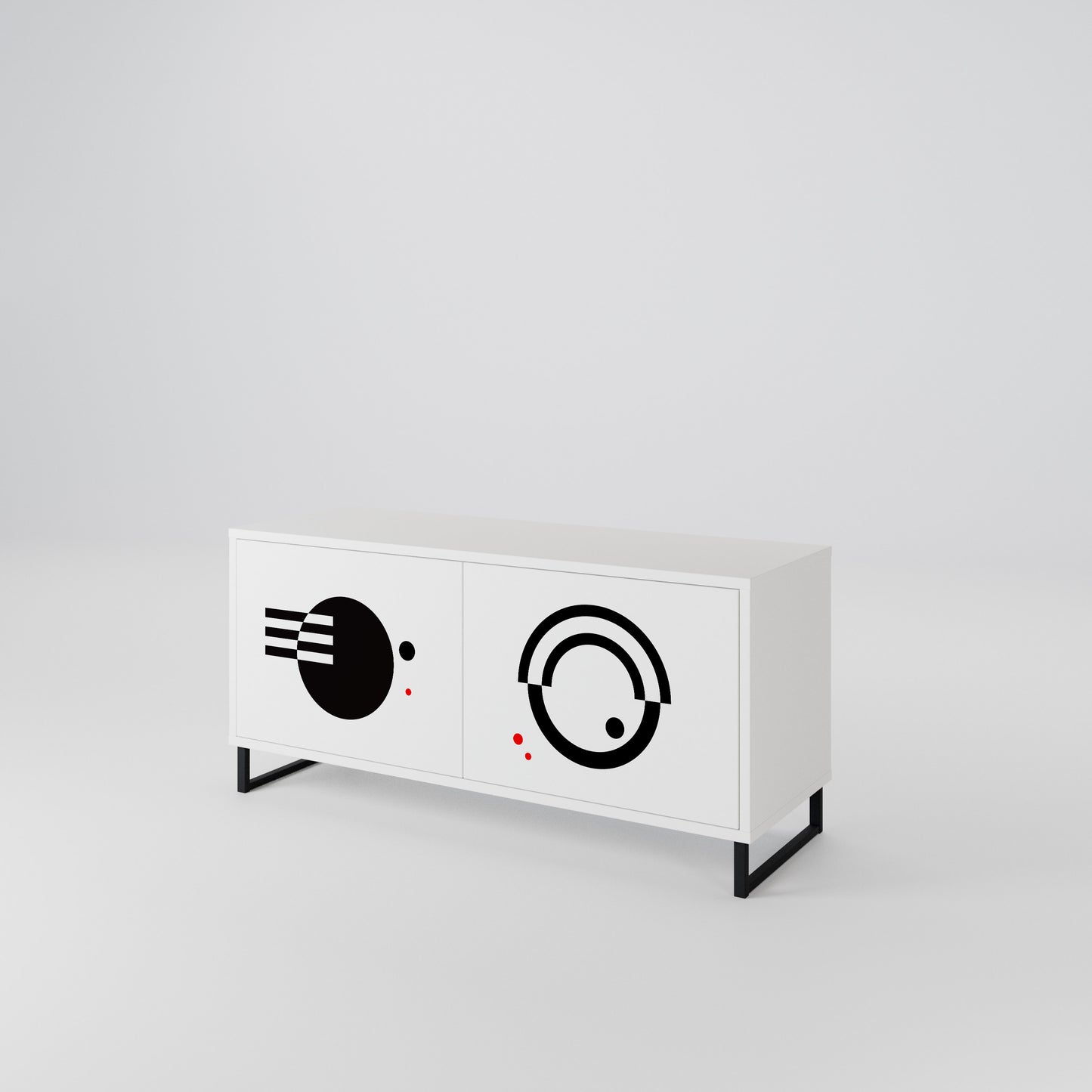 BLACK AND WHITE COMBINATION Compact 2-Door TV Cabinet