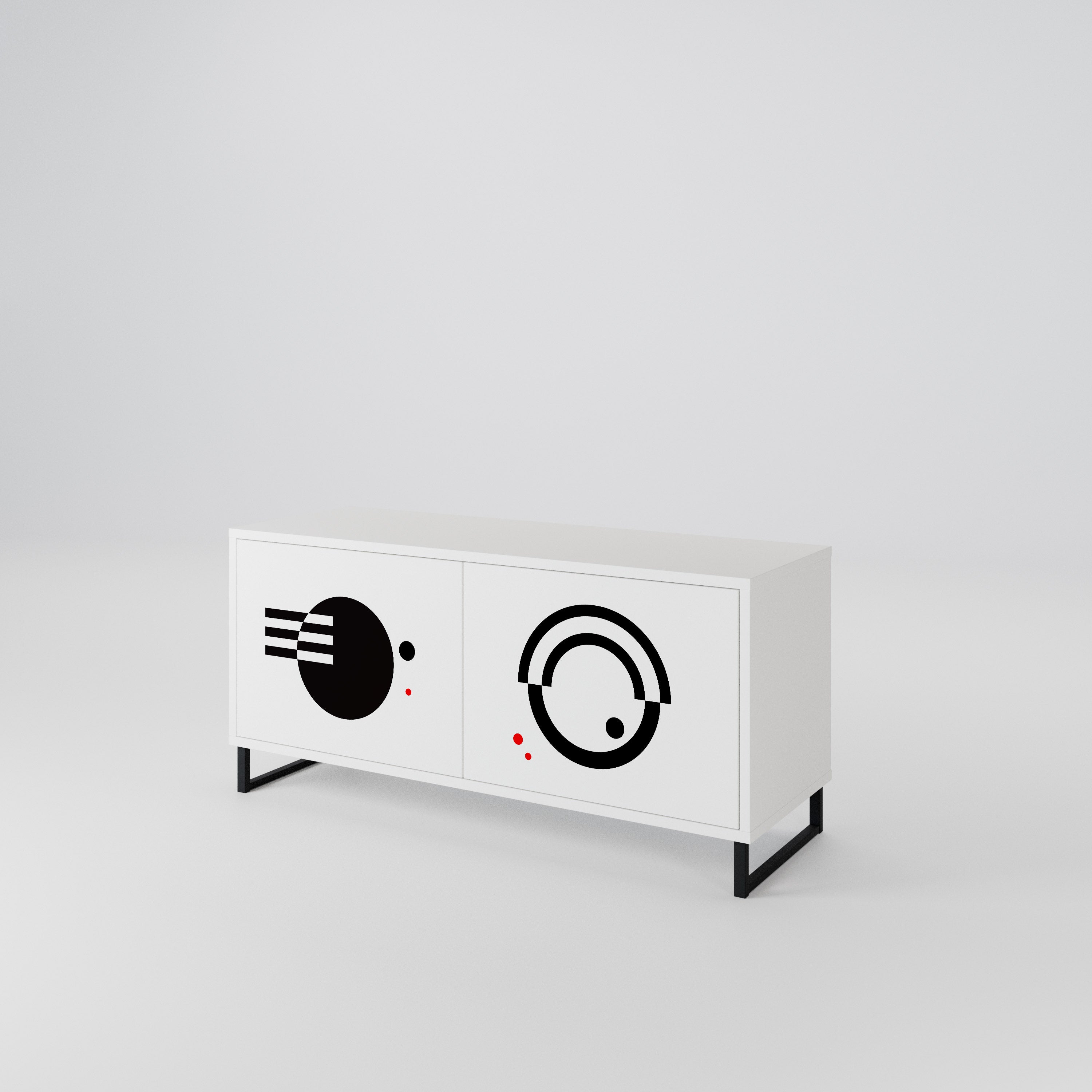 BLACK AND WHITE COMBINATION Kompakt TV-bänk med 2 dörrar