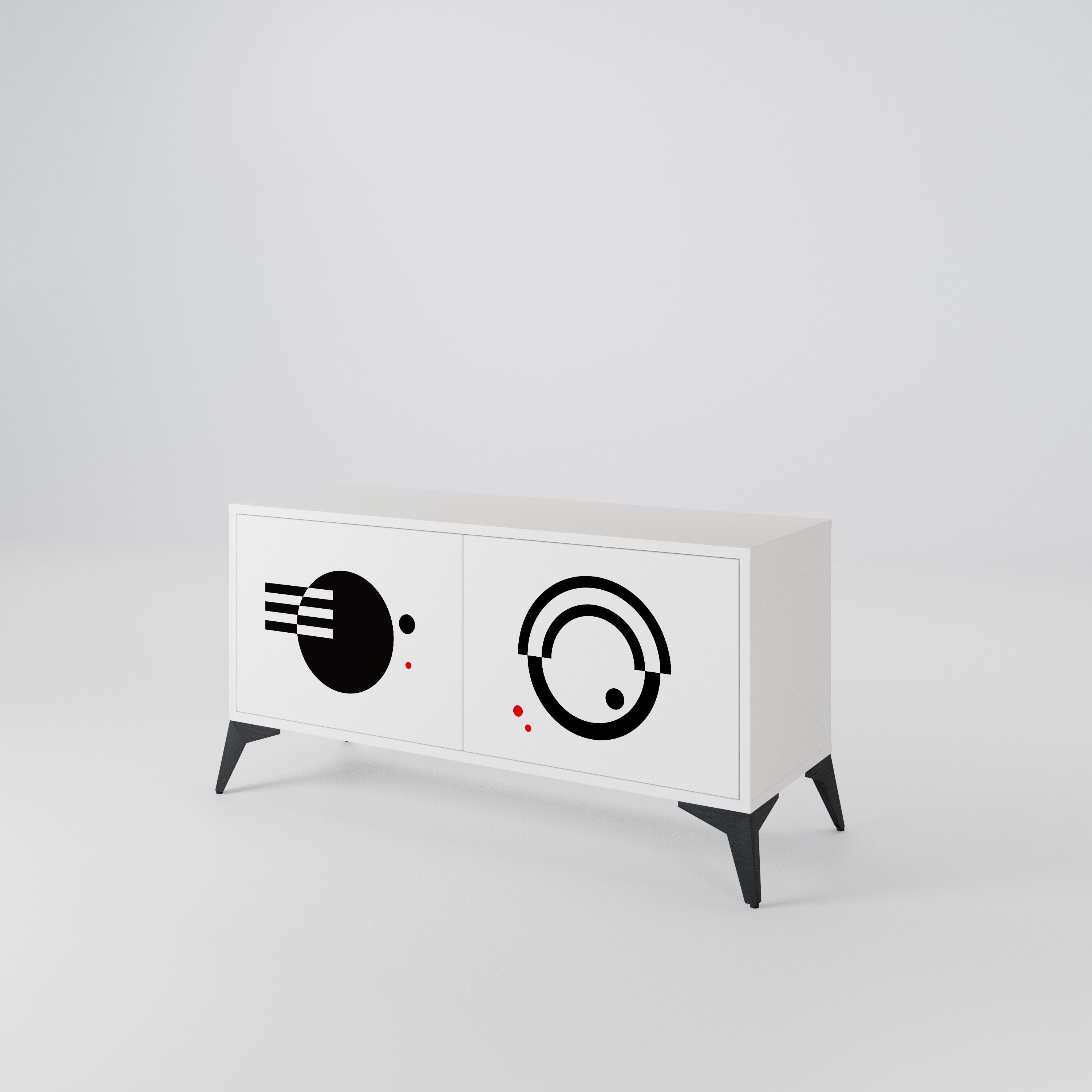 BLACK AND WHITE COMBINATION Kompakt TV-bänk med 2 dörrar