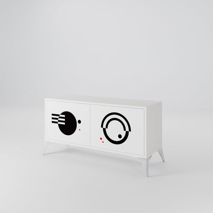BLACK AND WHITE COMBINATION Compact 2-Door TV Cabinet