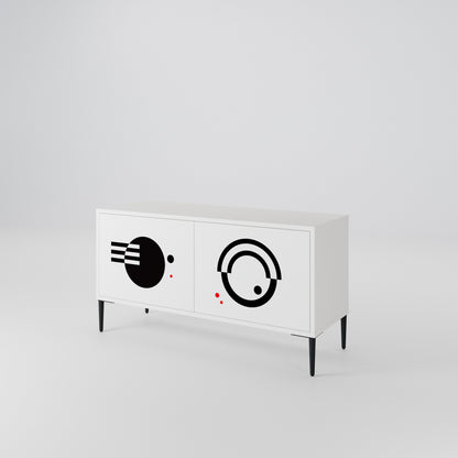BLACK AND WHITE COMBINATION Compact 2-Door TV Cabinet