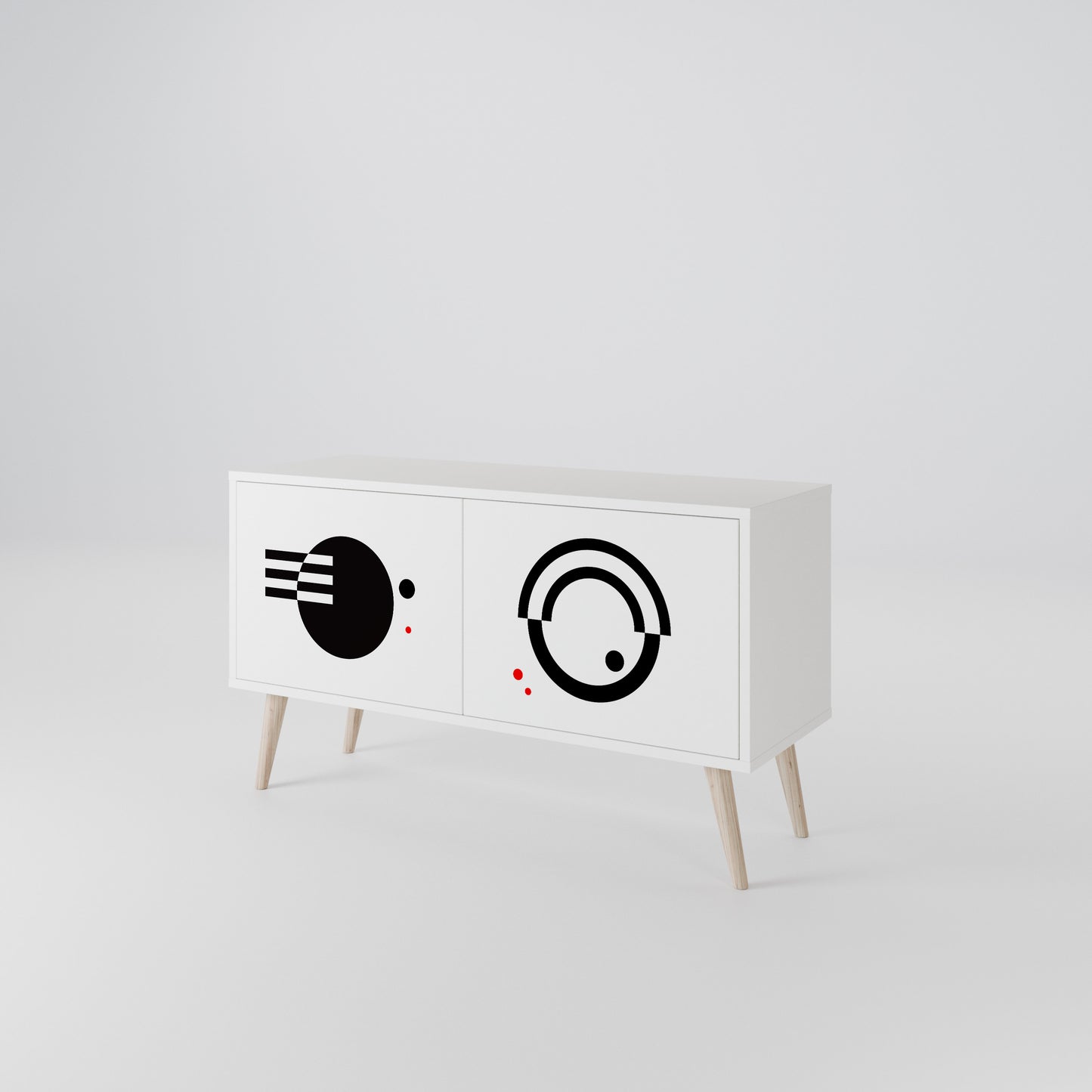 BLACK AND WHITE COMBINATION Compact 2-Door TV Cabinet