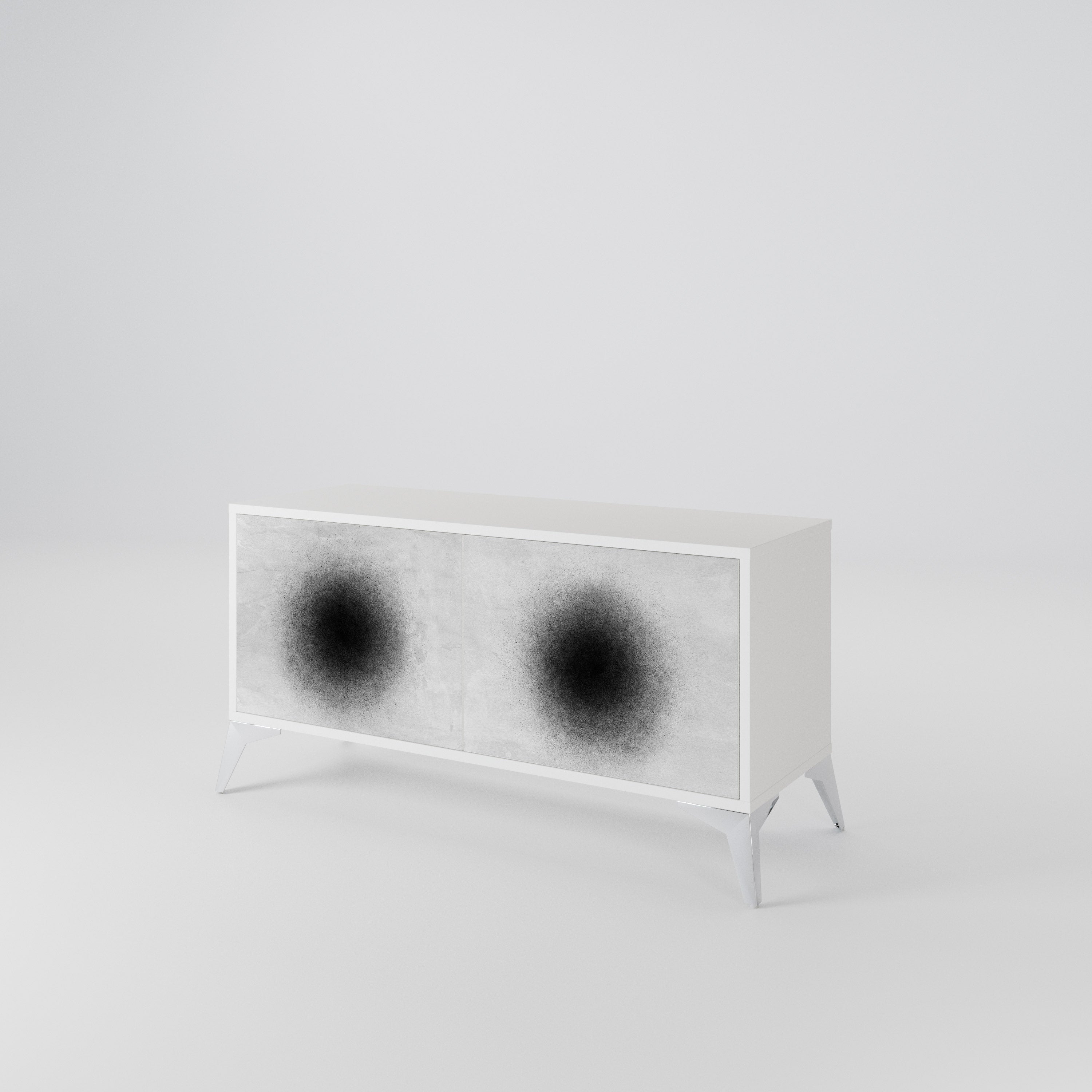 BLACK HOLE Kompakt TV-bänk med 2 dörrar