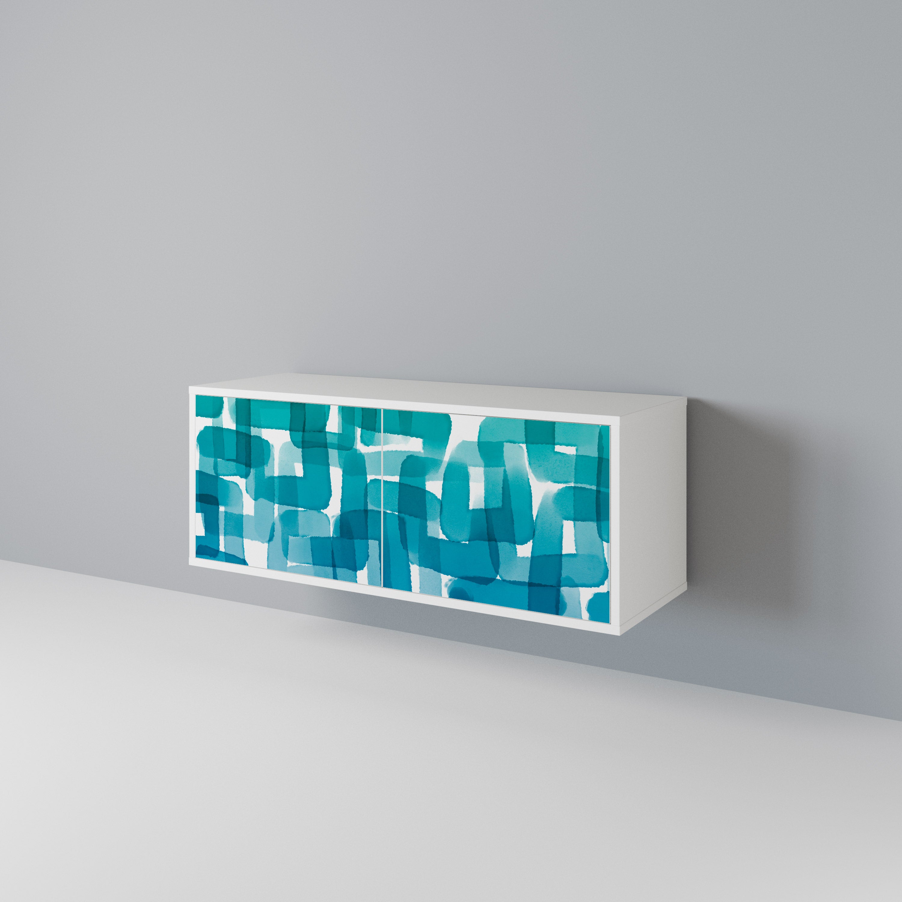 TURQUOISE RECTANGLES Kompakt TV-bänk med 2 dörrar
