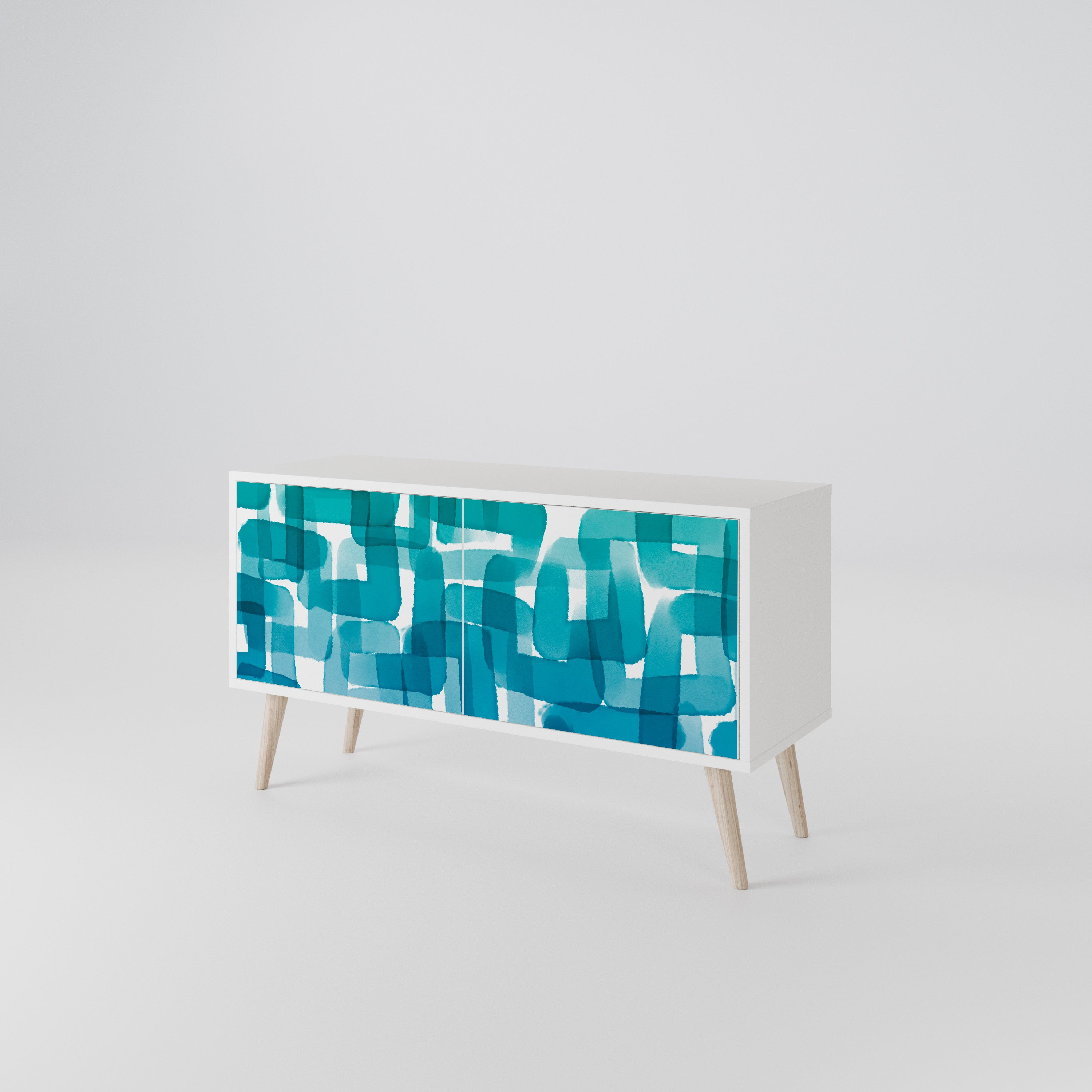 TURQUOISE RECTANGLES Kompakt TV-bänk med 2 dörrar