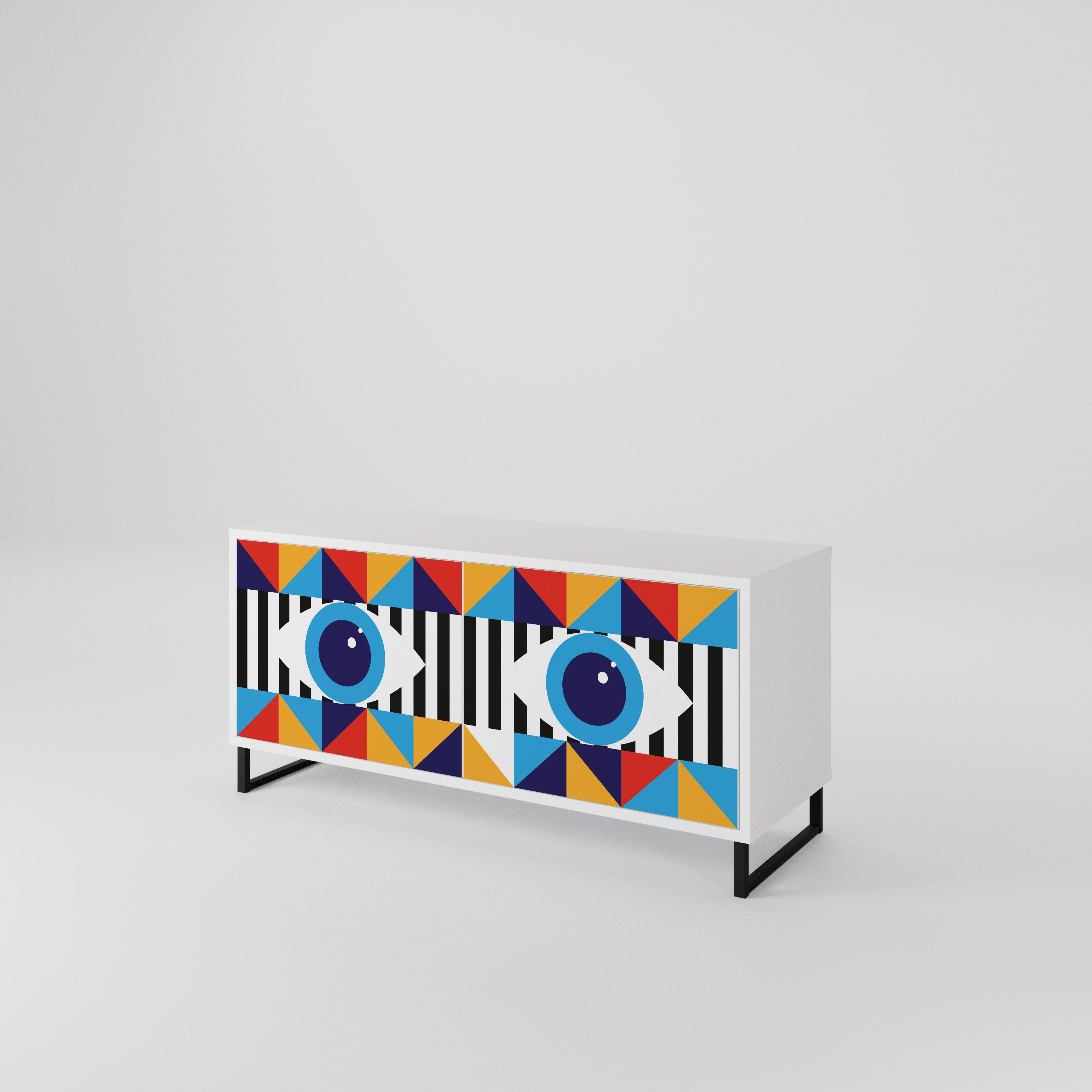 ABSTRACTION AND GEOMETRY Kompakt TV-bänk med 2 dörrar