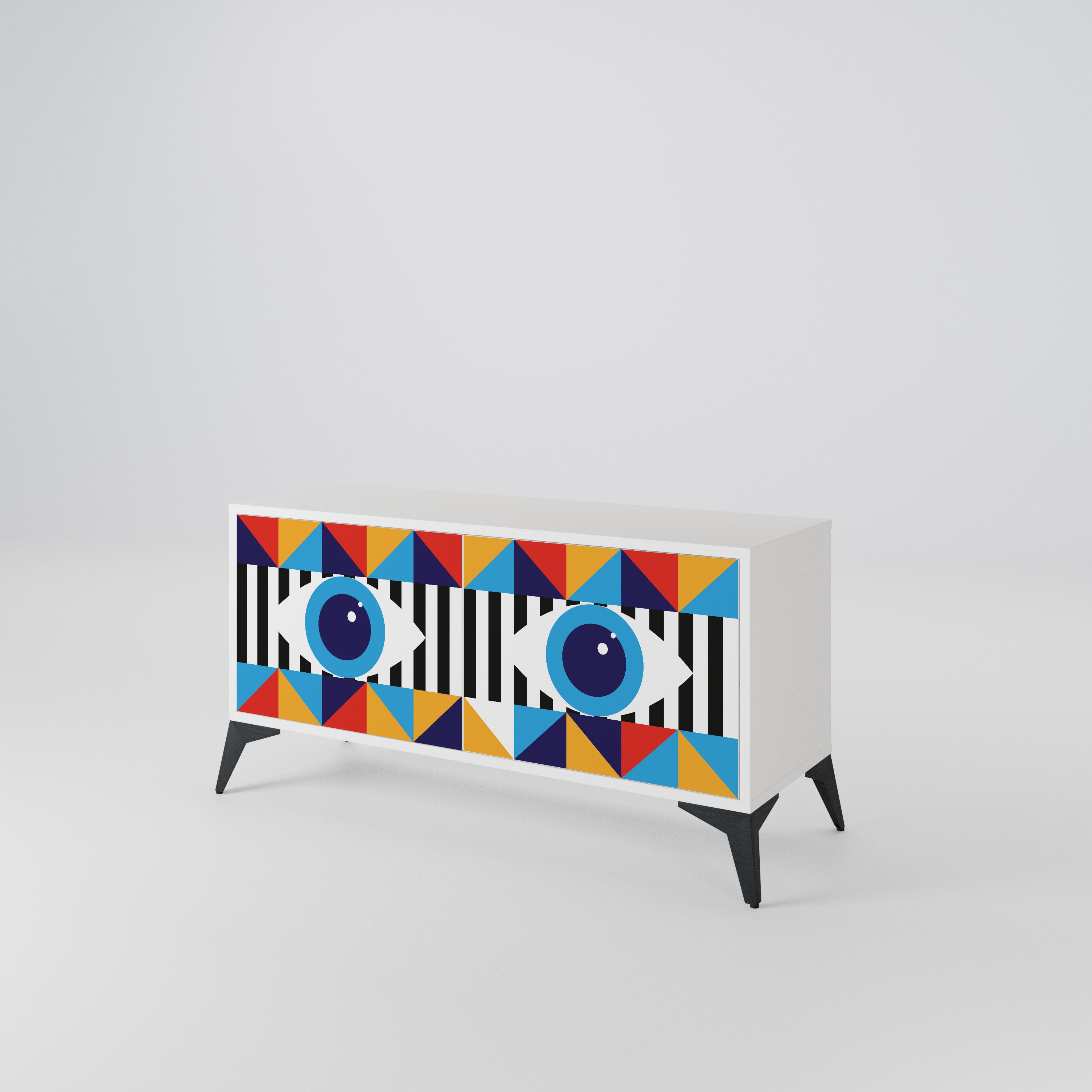 ABSTRACTION AND GEOMETRY Kompakt TV-bänk med 2 dörrar