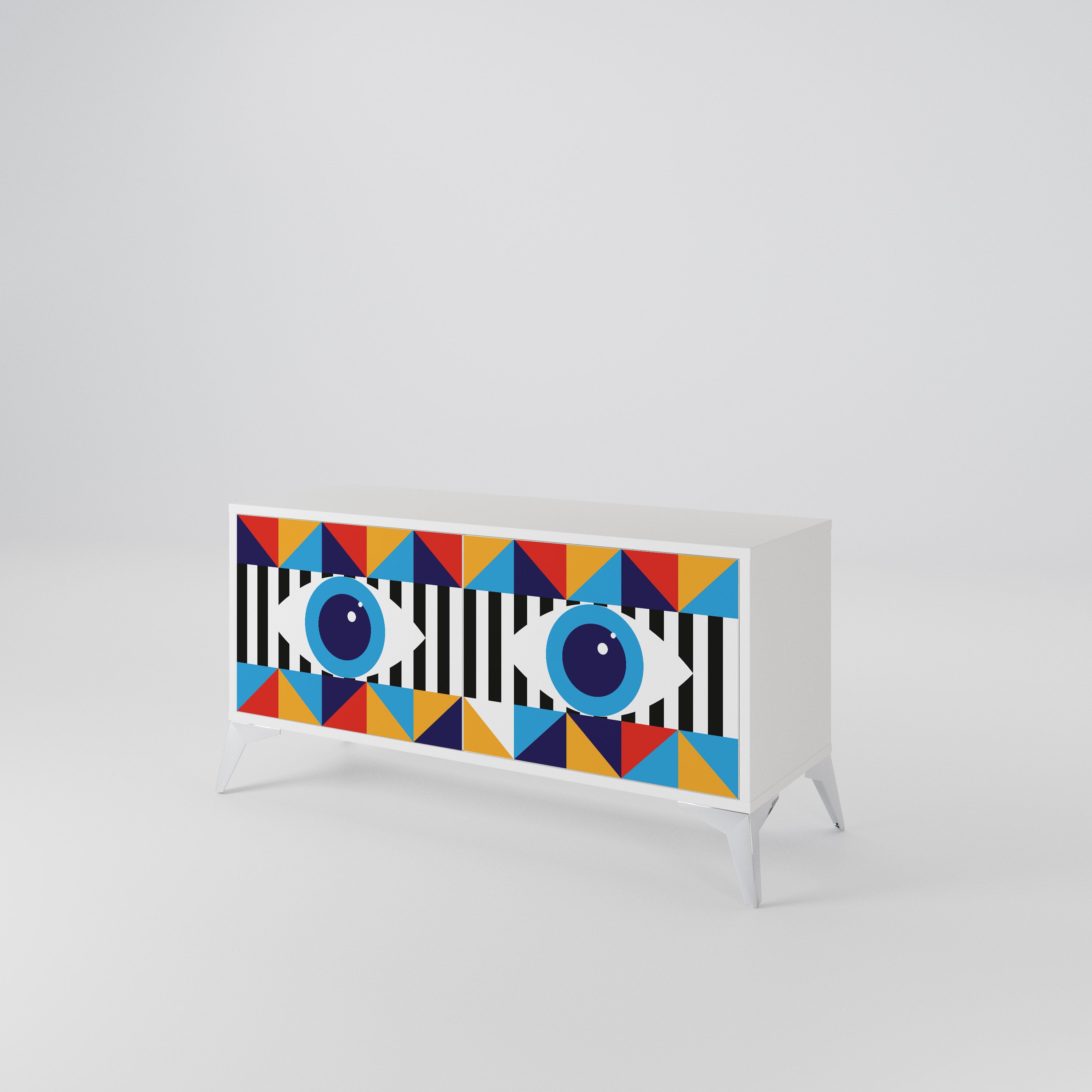 ABSTRACTION AND GEOMETRY Kompakt TV-bänk med 2 dörrar