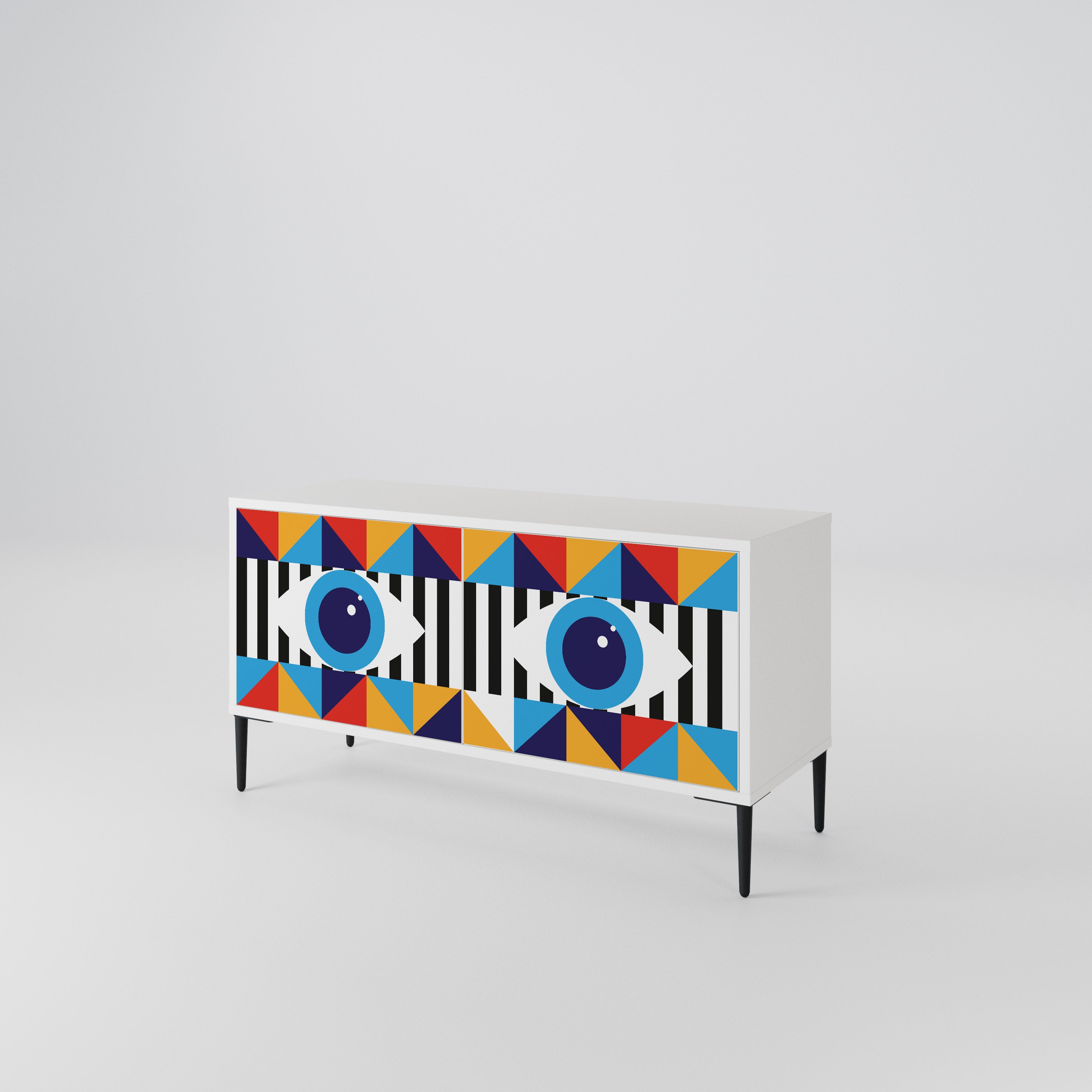 ABSTRACTION AND GEOMETRY Kompakt TV-bänk med 2 dörrar