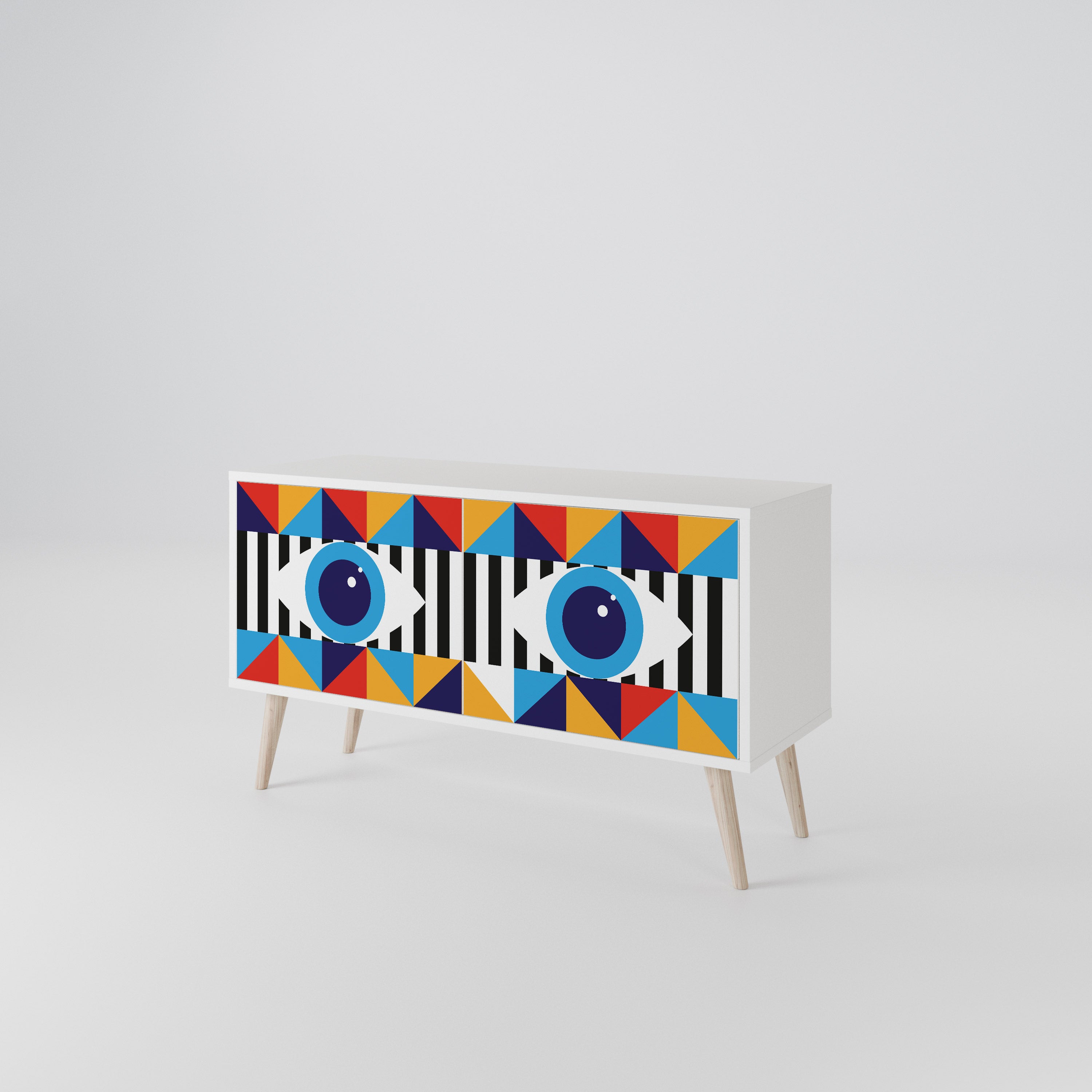 ABSTRACTION AND GEOMETRY Kompakt TV-bänk med 2 dörrar