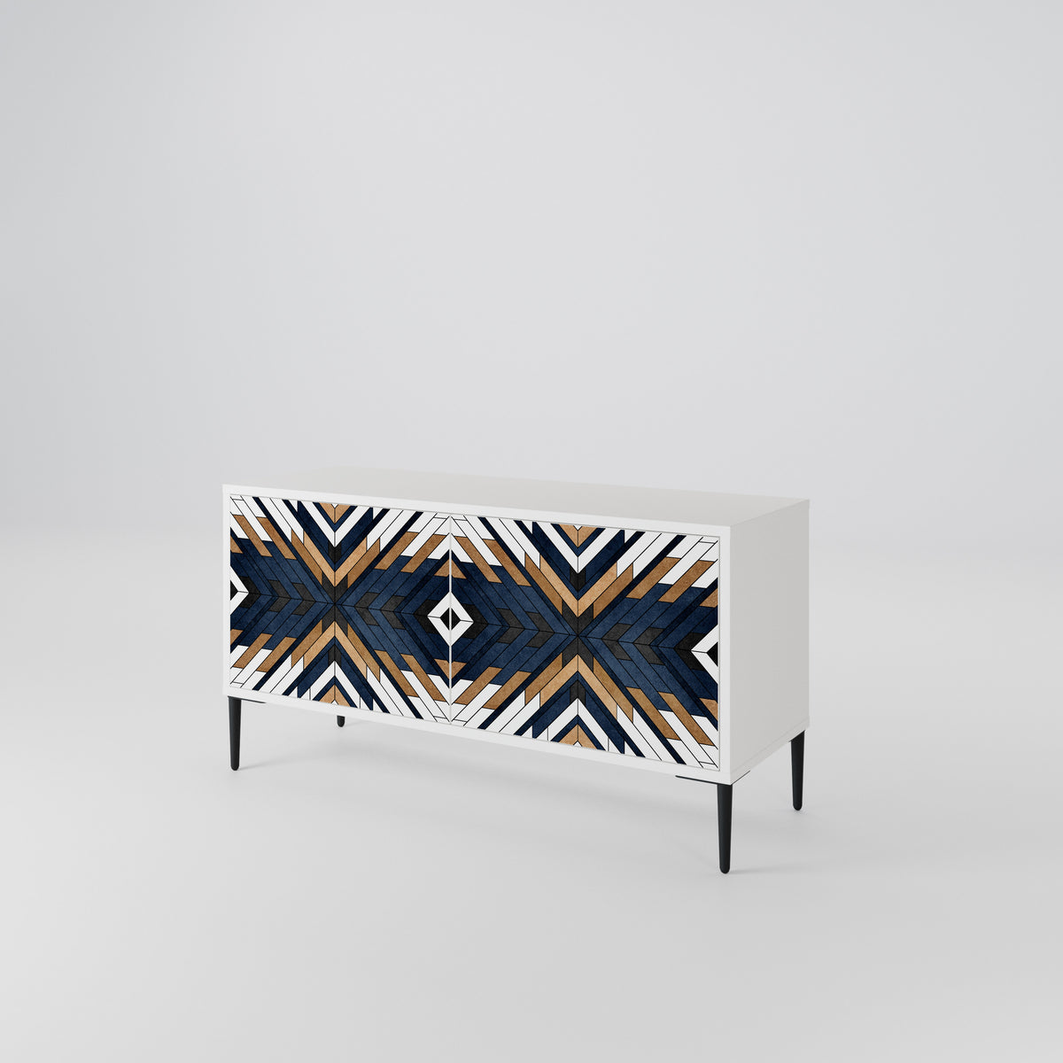 ARTFUL GEOMETRY Kompakt TV-bänk med 2 dörrar