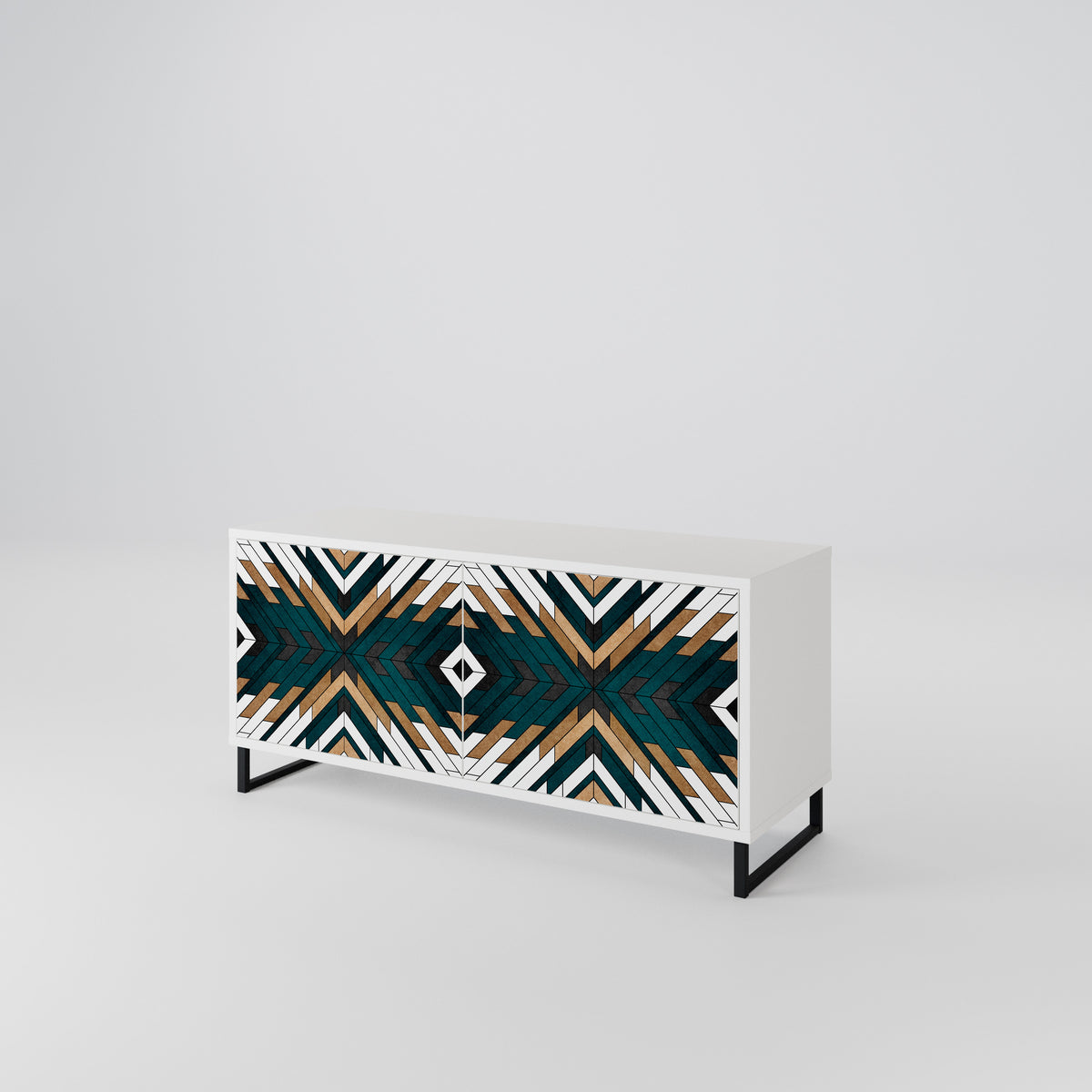 ARTISTIC GEOMETRY Kompakt TV-bänk med 2 dörrar