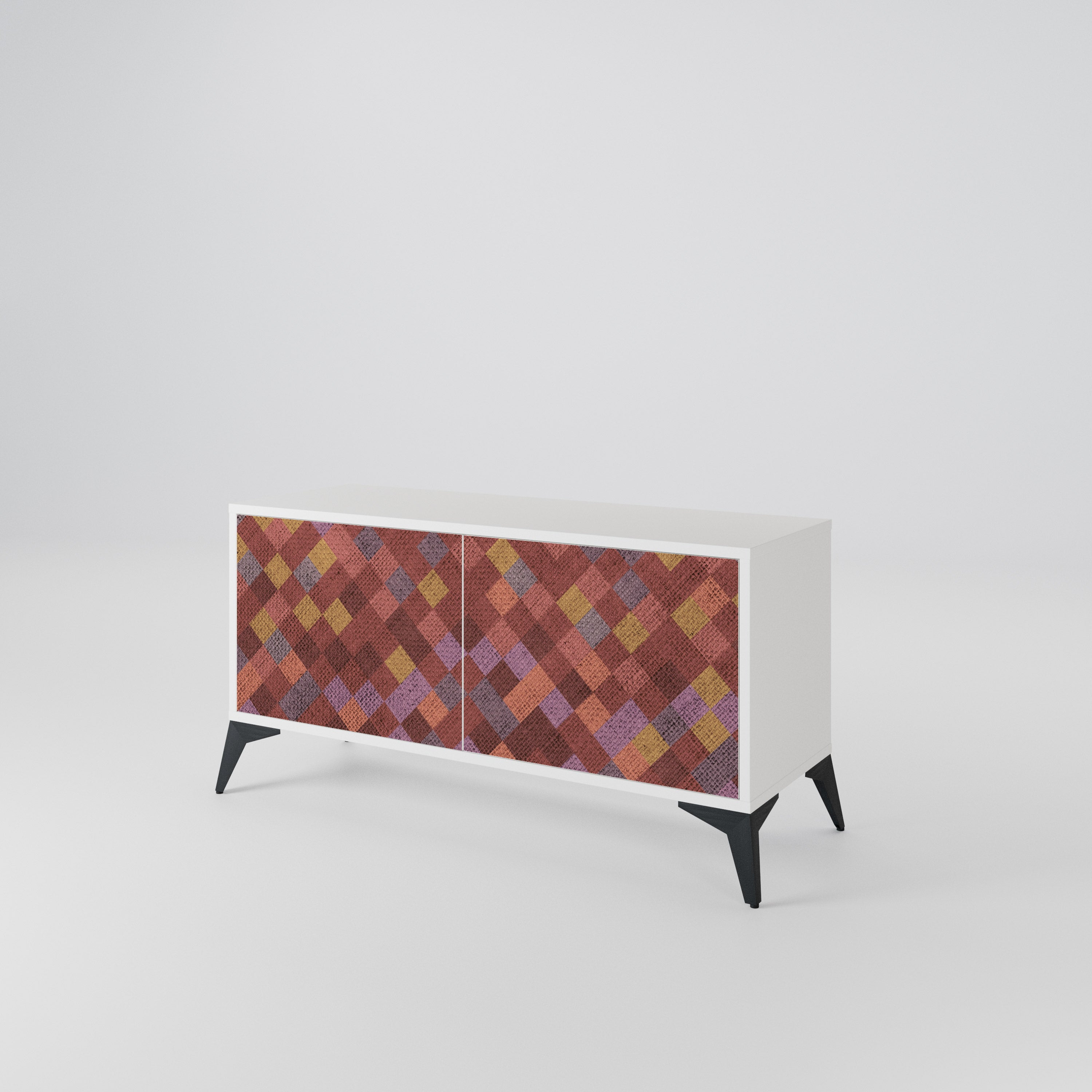 PAINTED SQUARES Kompaktní dvoudveřový TV stolek