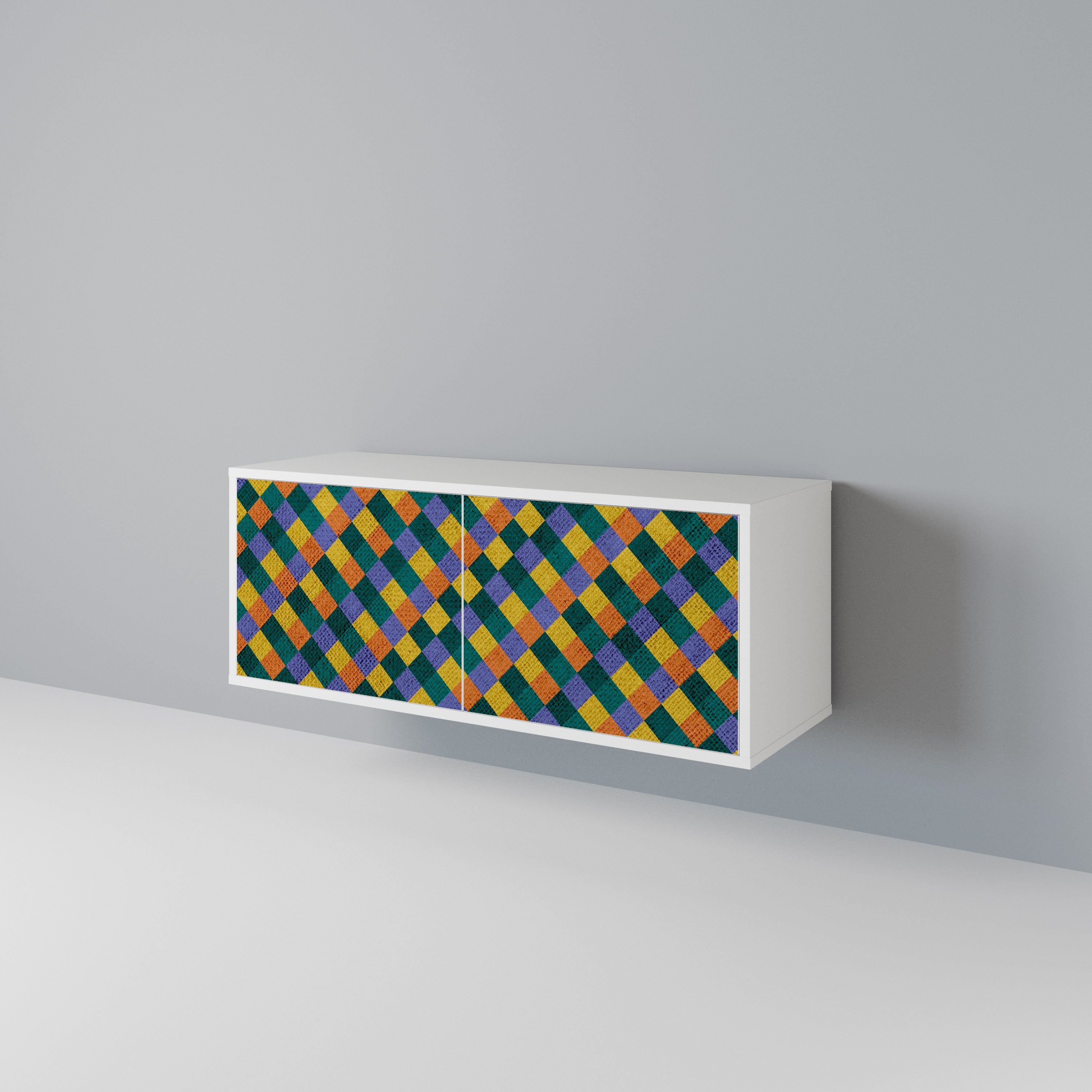 PAINTED SQUARES MIX Kompaktní dvoudveřový TV stolek