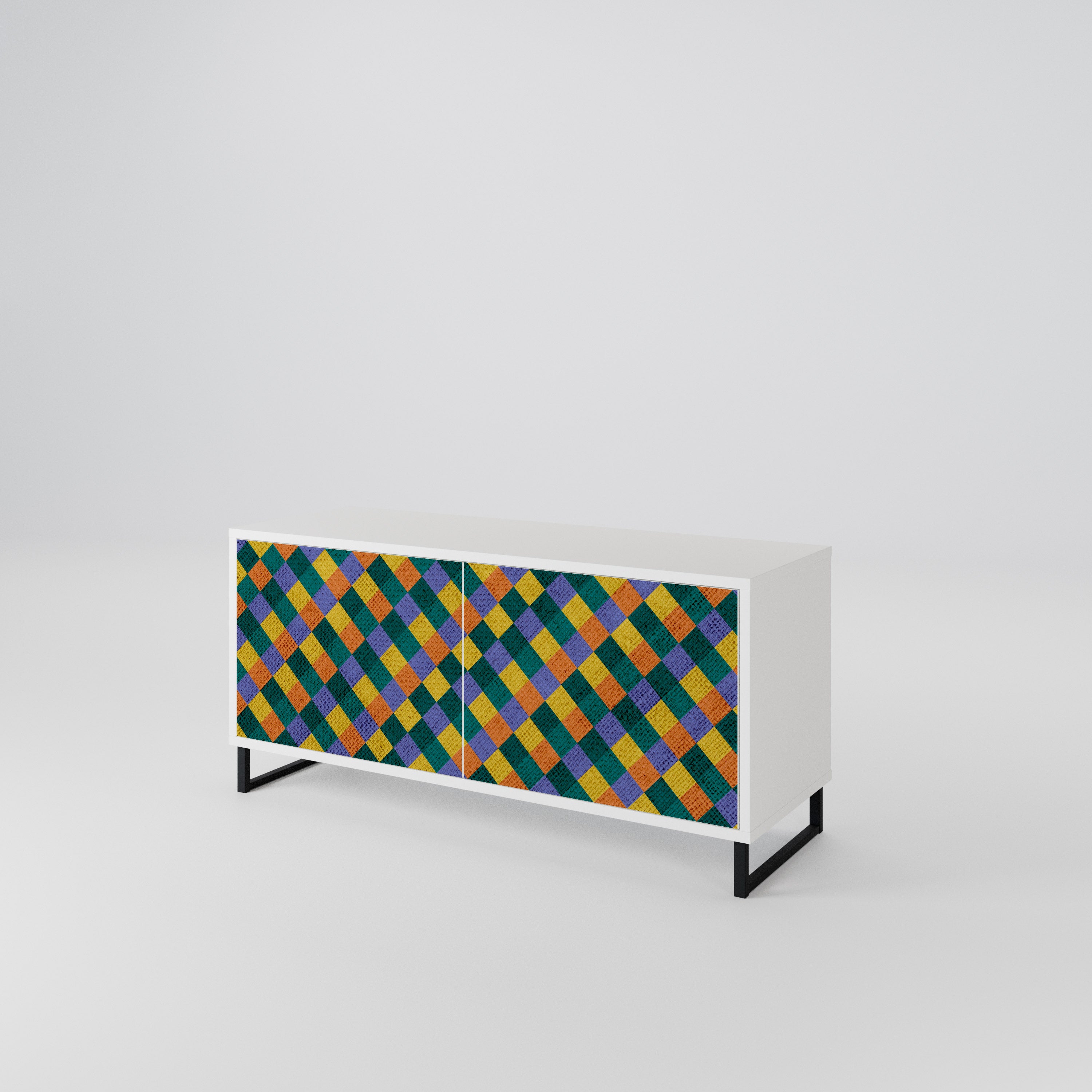 PAINTED SQUARES MIX Kompaktní dvoudveřový TV stolek
