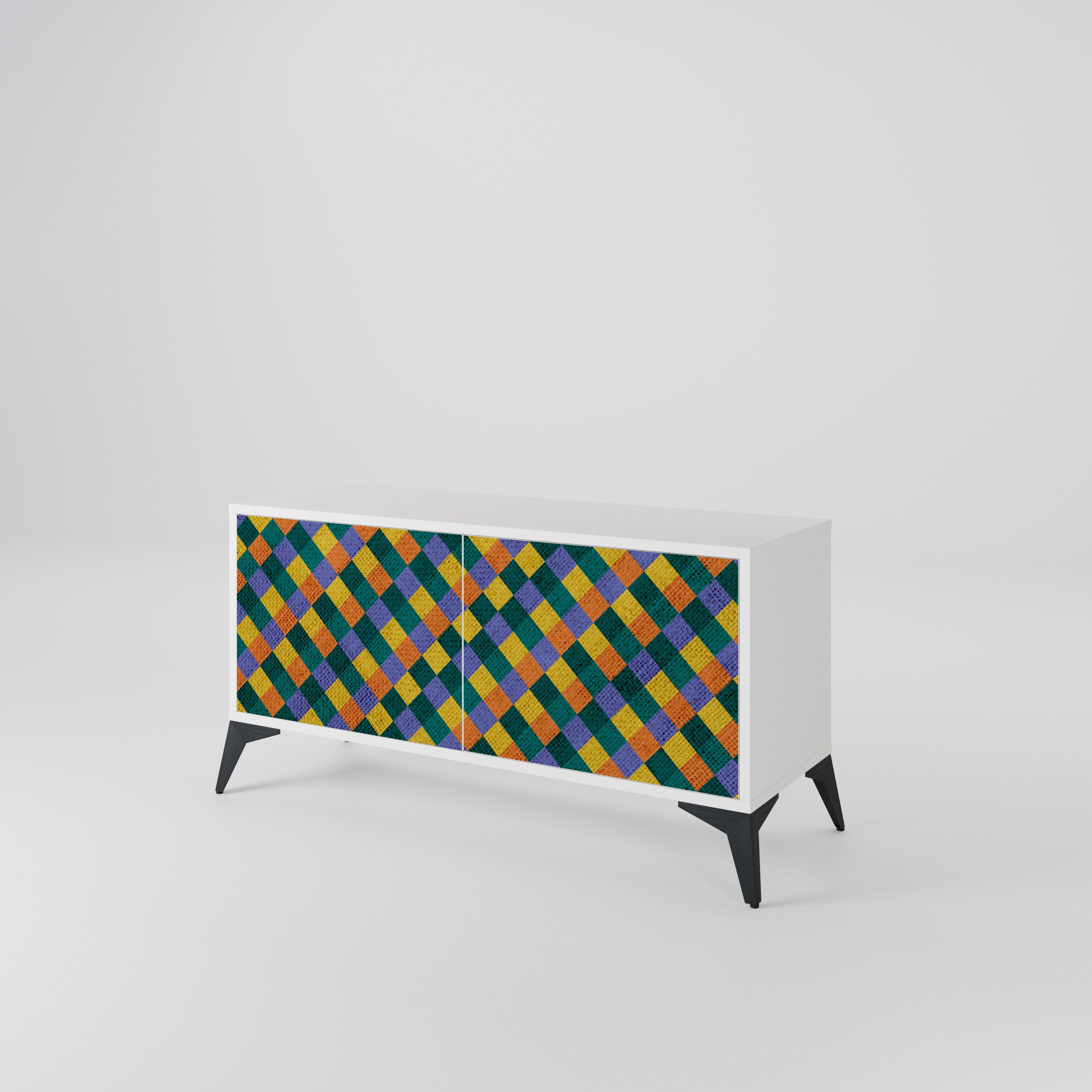 PAINTED SQUARES MIX Kompaktní dvoudveřový TV stolek