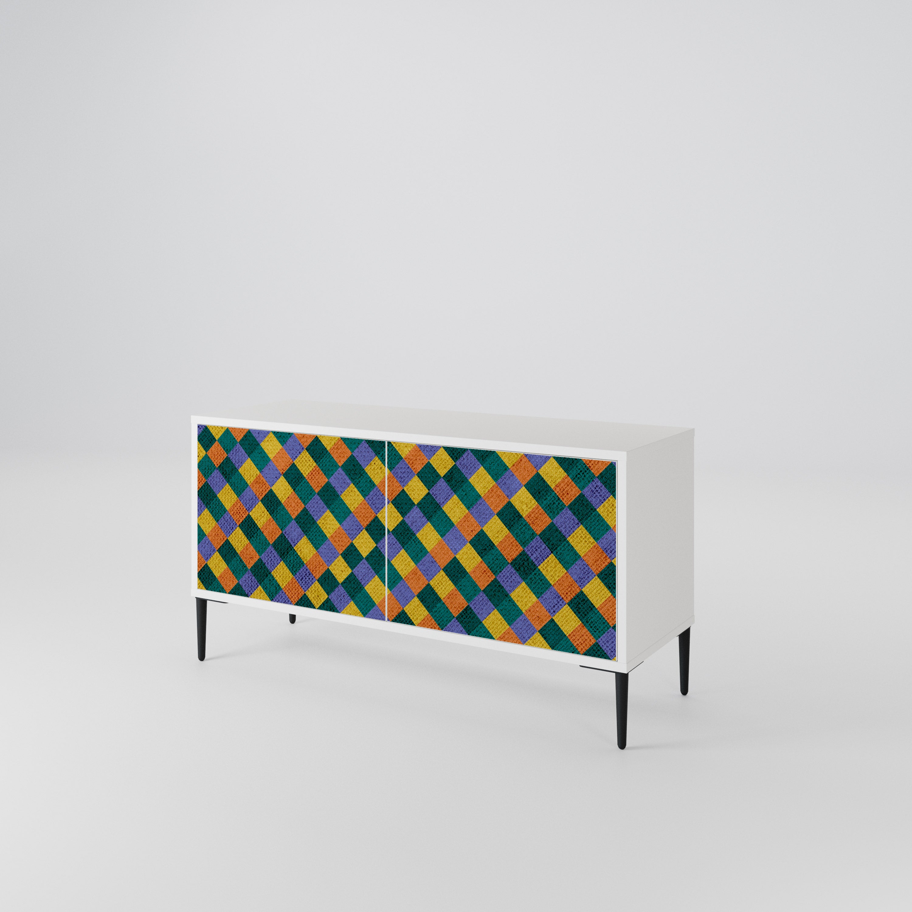 PAINTED SQUARES MIX Kompaktní dvoudveřový TV stolek