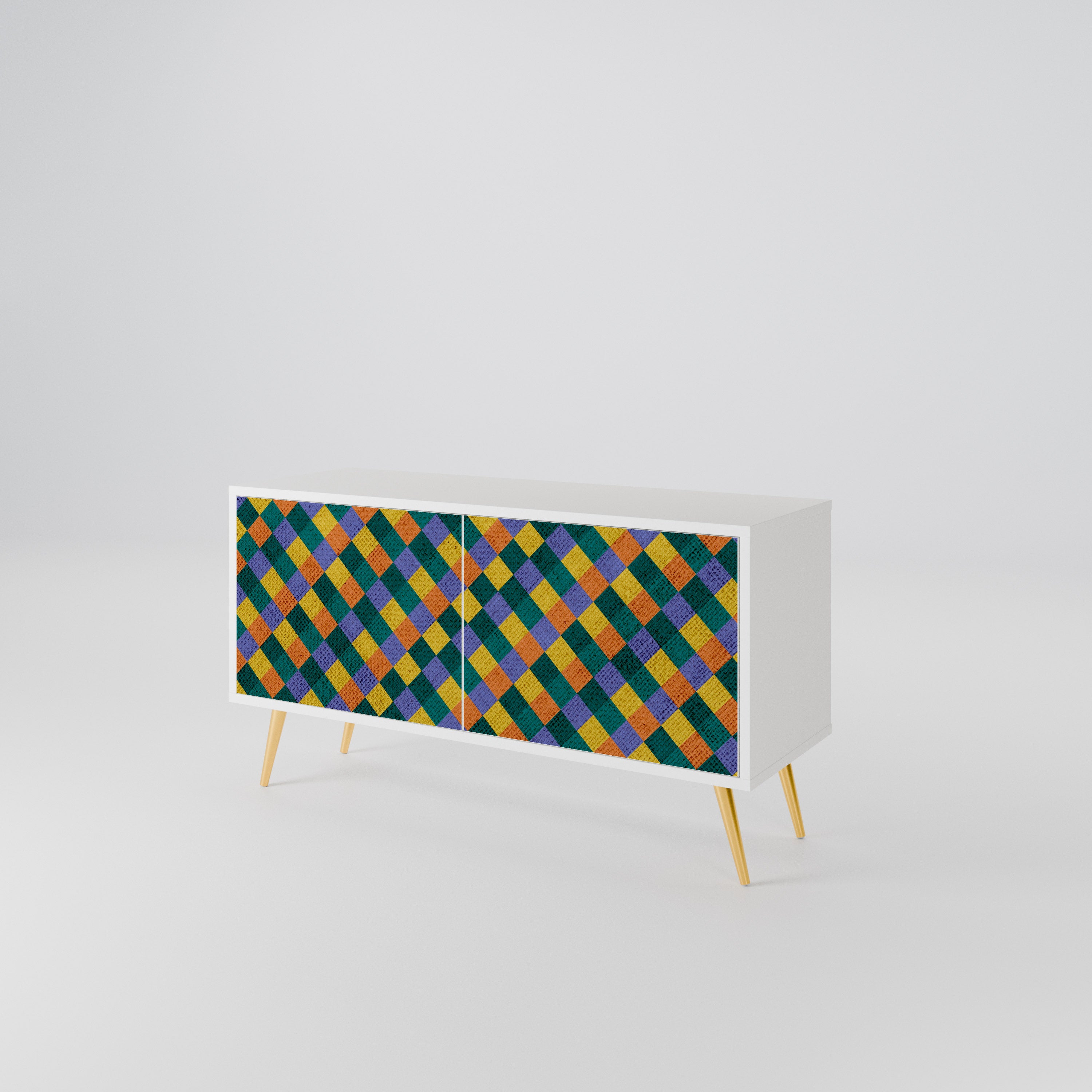 PAINTED SQUARES MIX Kompaktní dvoudveřový TV stolek