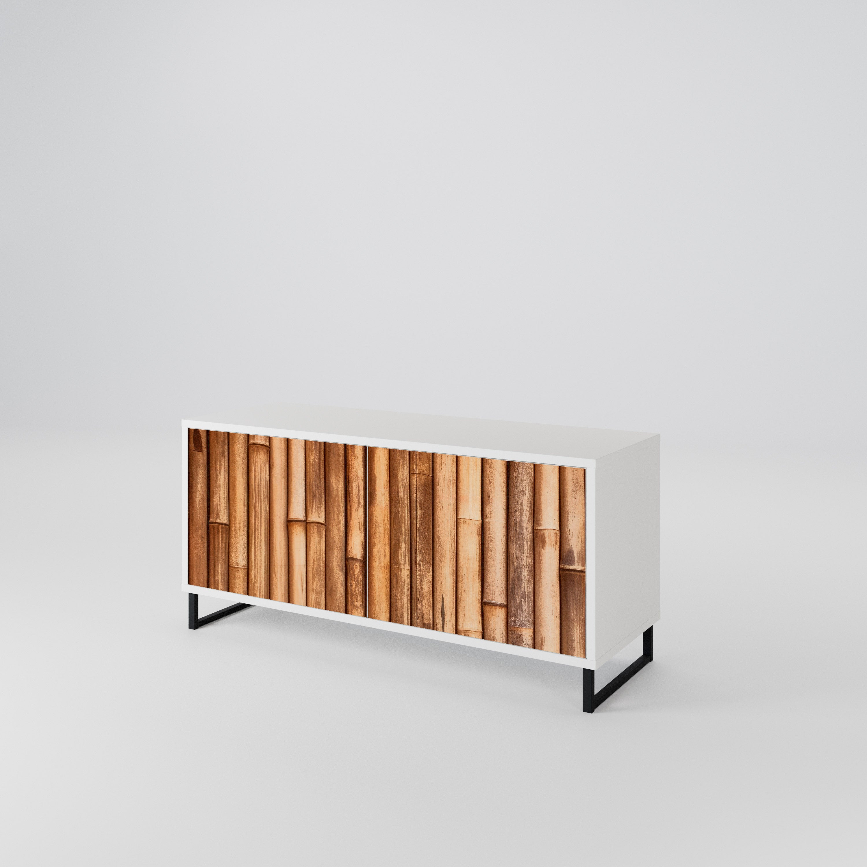 NATURAL WOOD Compact 2-Door TV Cabinet