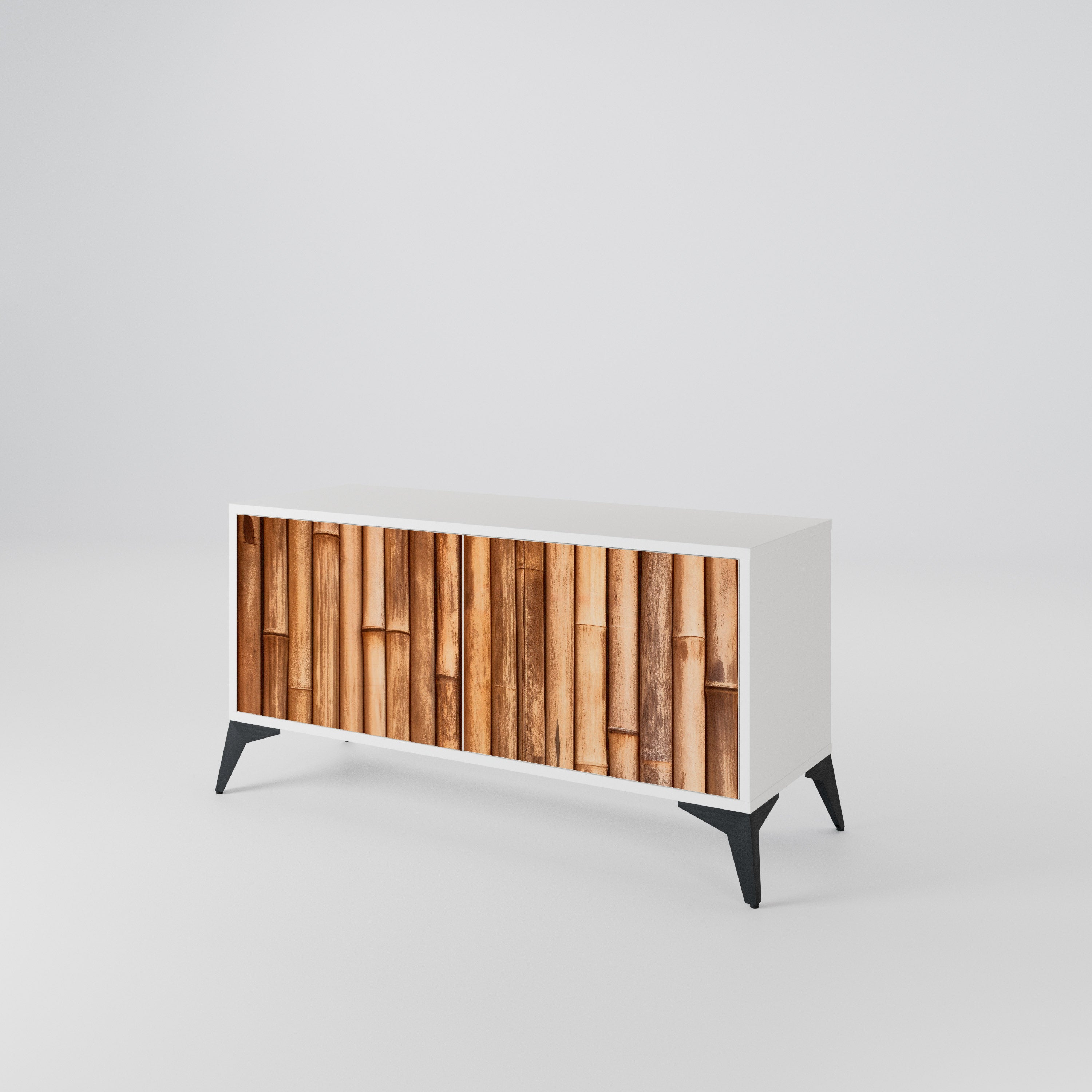 NATURAL WOOD Compact 2-Door TV Cabinet